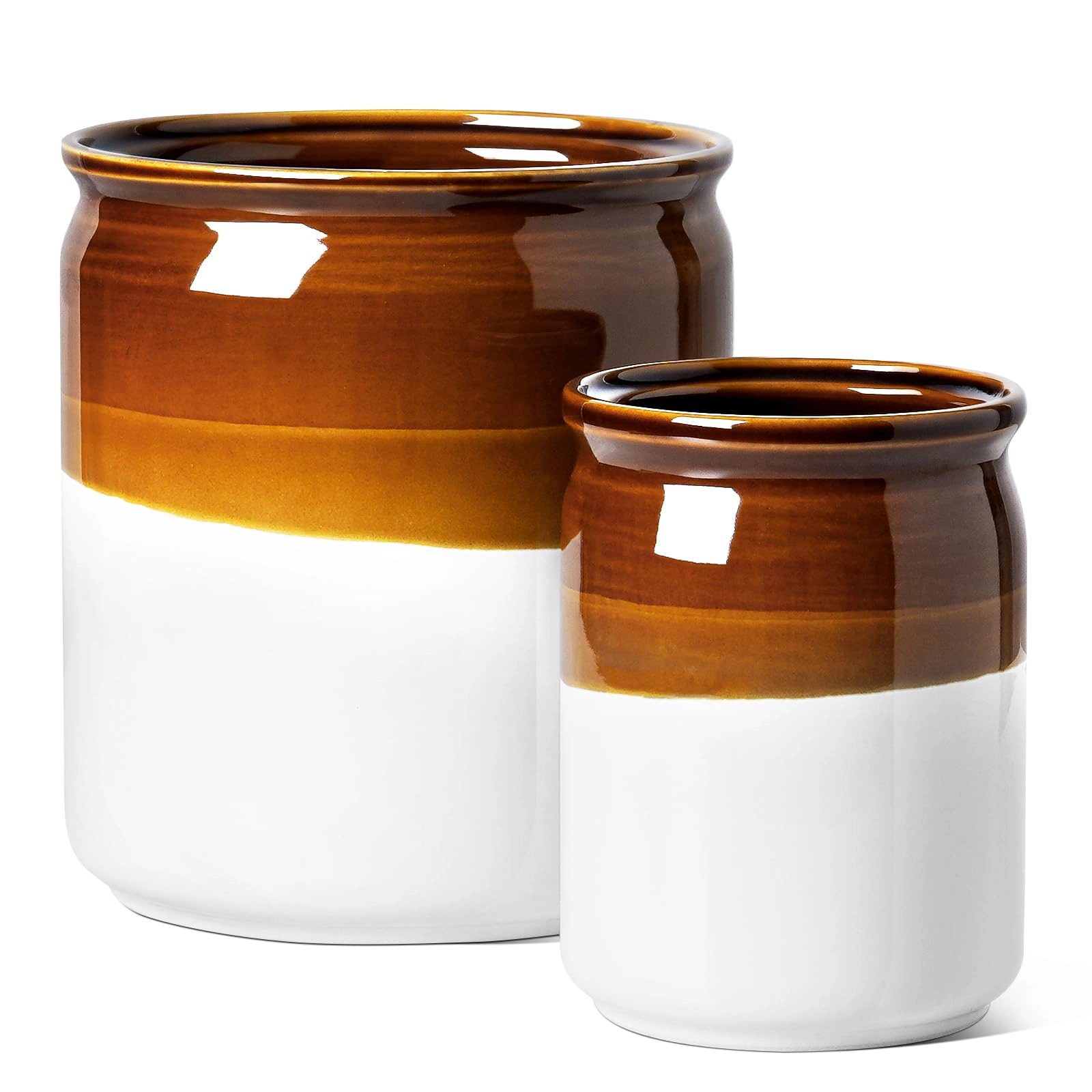 WZK Set of 2 Ceramic Farmhouse Kitchen Utensil Holder