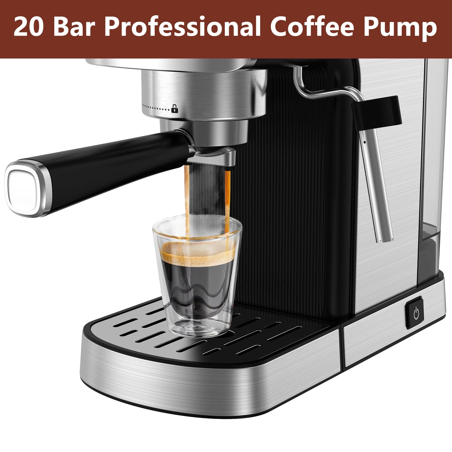 WHALL - 20 Bar Touchscreen Espresso Machine，Espresso Coffee Maker with Milk Frother Steam Wand