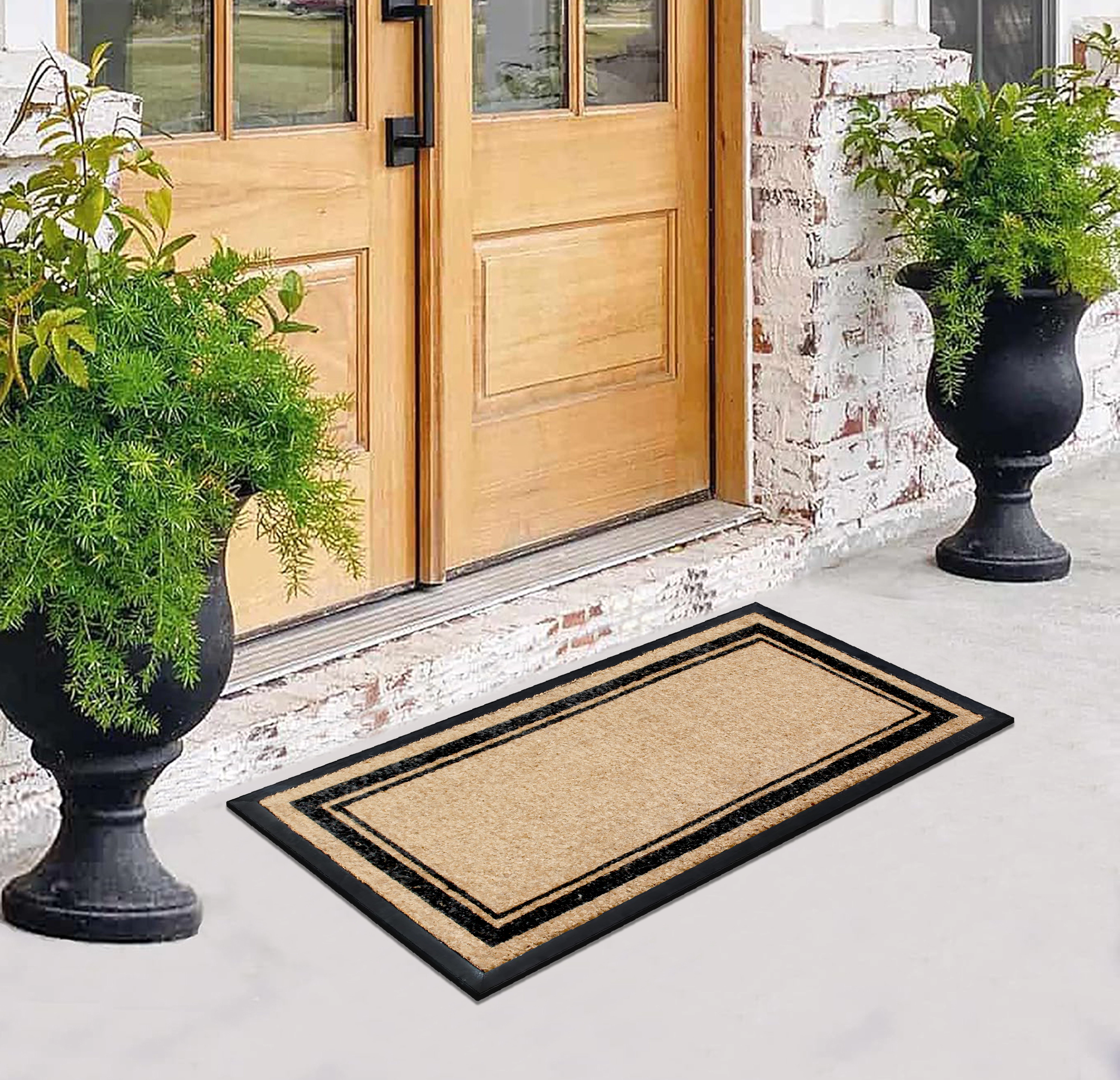 A1HC Coir and Rubber Door Mat 24x48 Inches Heavy Duty Non-Slip Durable Markham Classic Border