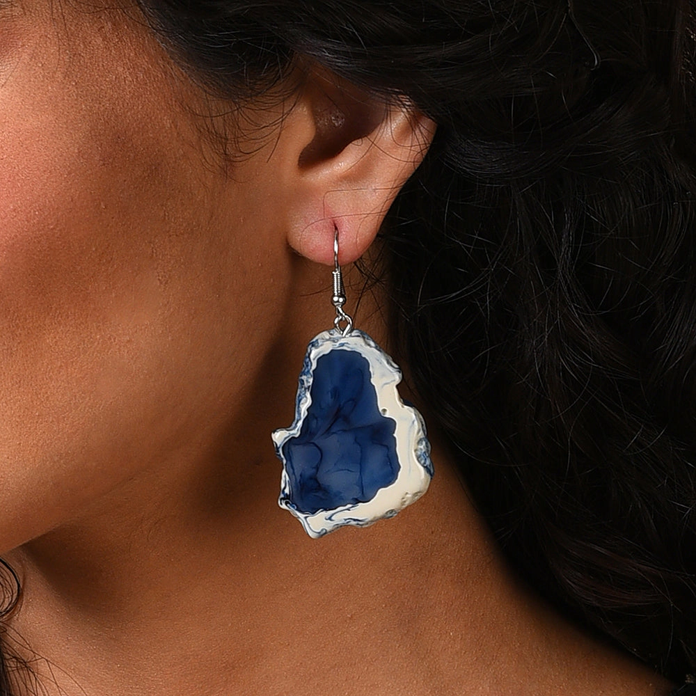 SOHI Women's Blue Abstract Drop Earrings