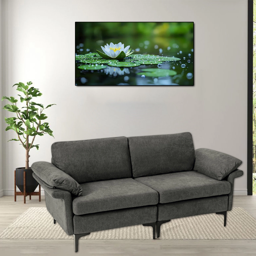 Hivvago Contemporary Fabric Loveseat with Metal Legs and Matching Armrest Cushions