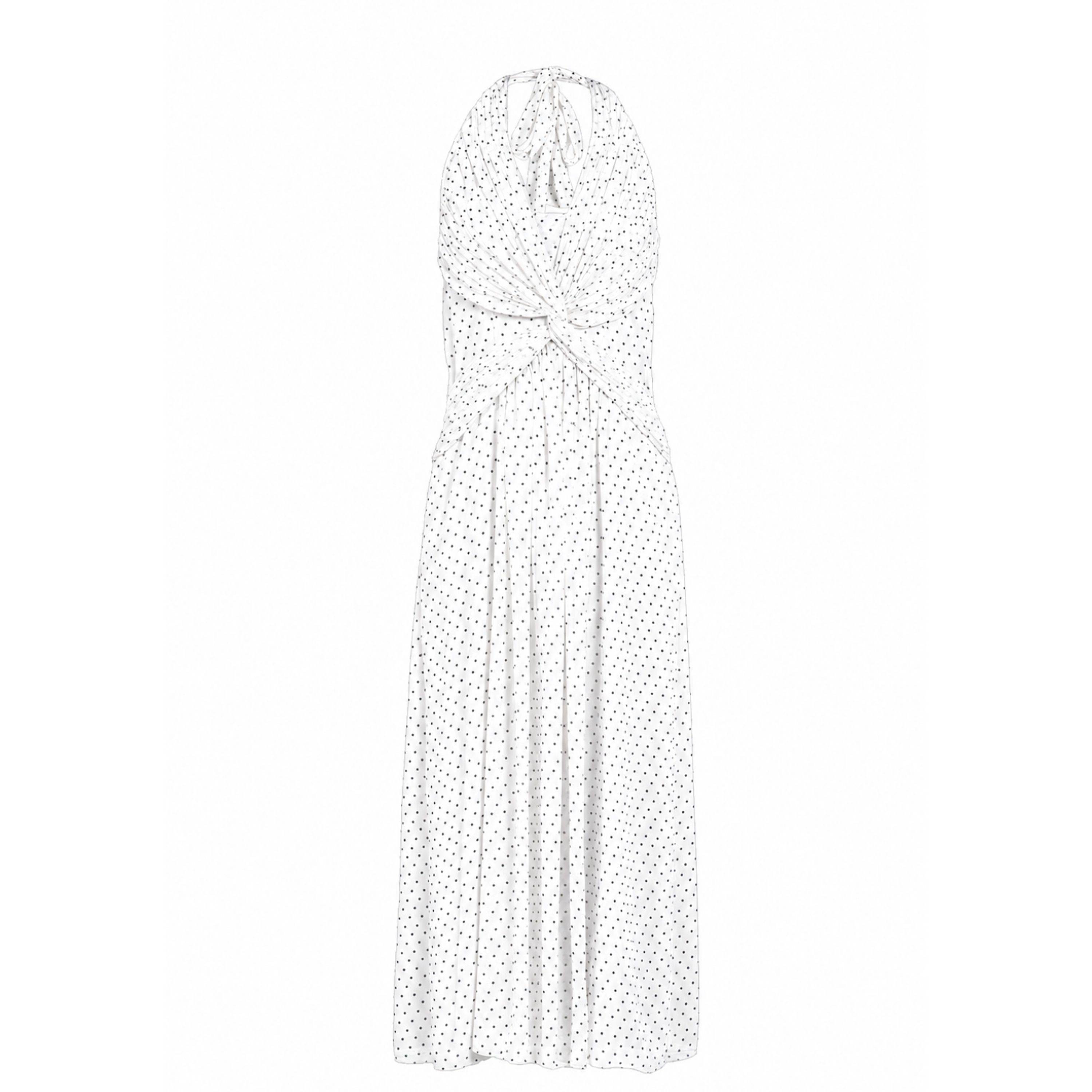 Rose & Nancy Women's Sophi Ivory Polka Dot Print Halter Neck Maxi Dress