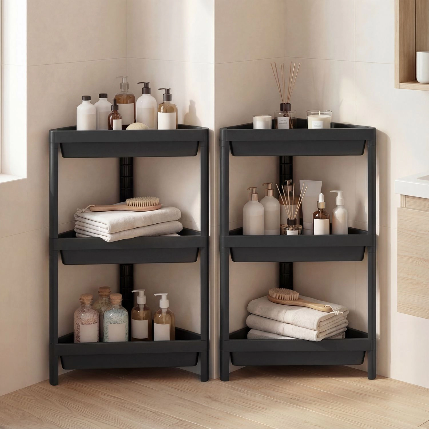 SlickBlue Set of 2 Corner Shower Shelf 3 Tier Bathroom Storage Rack Organizer