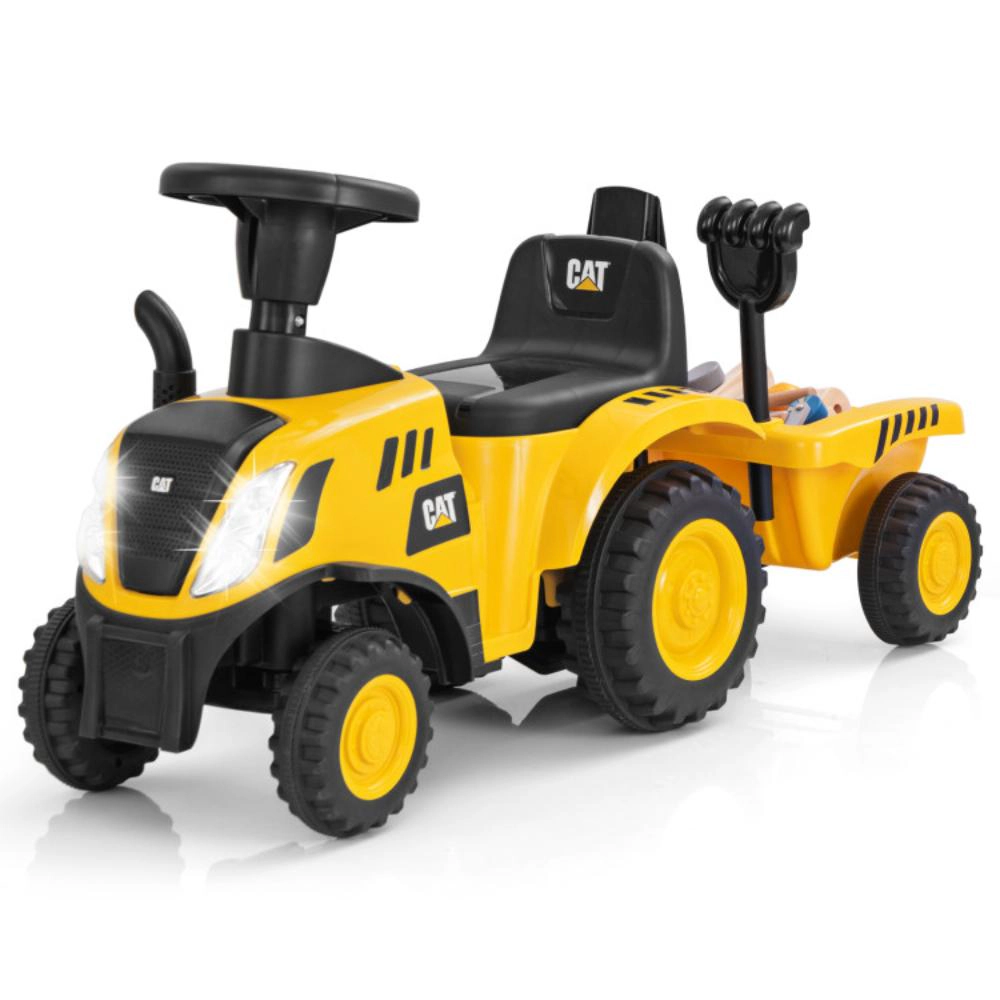 Hivvago Kids Ride on Tractor Licensed Caterpillar with Detachable Trailer No Power