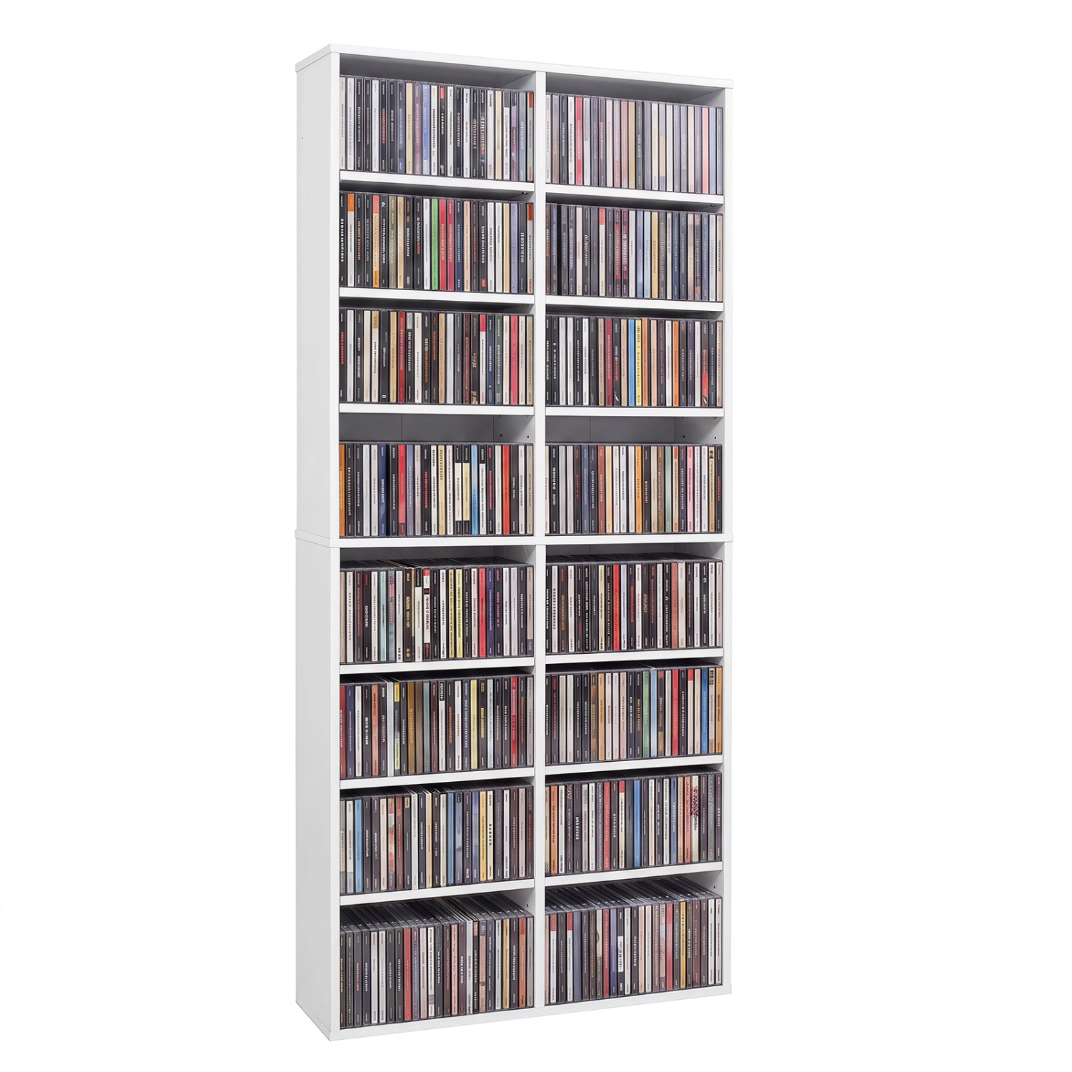 LJG 16 Compartment CD Storage Unit 54" Freestanding Open Display Shelf with 12 Removable Shelves