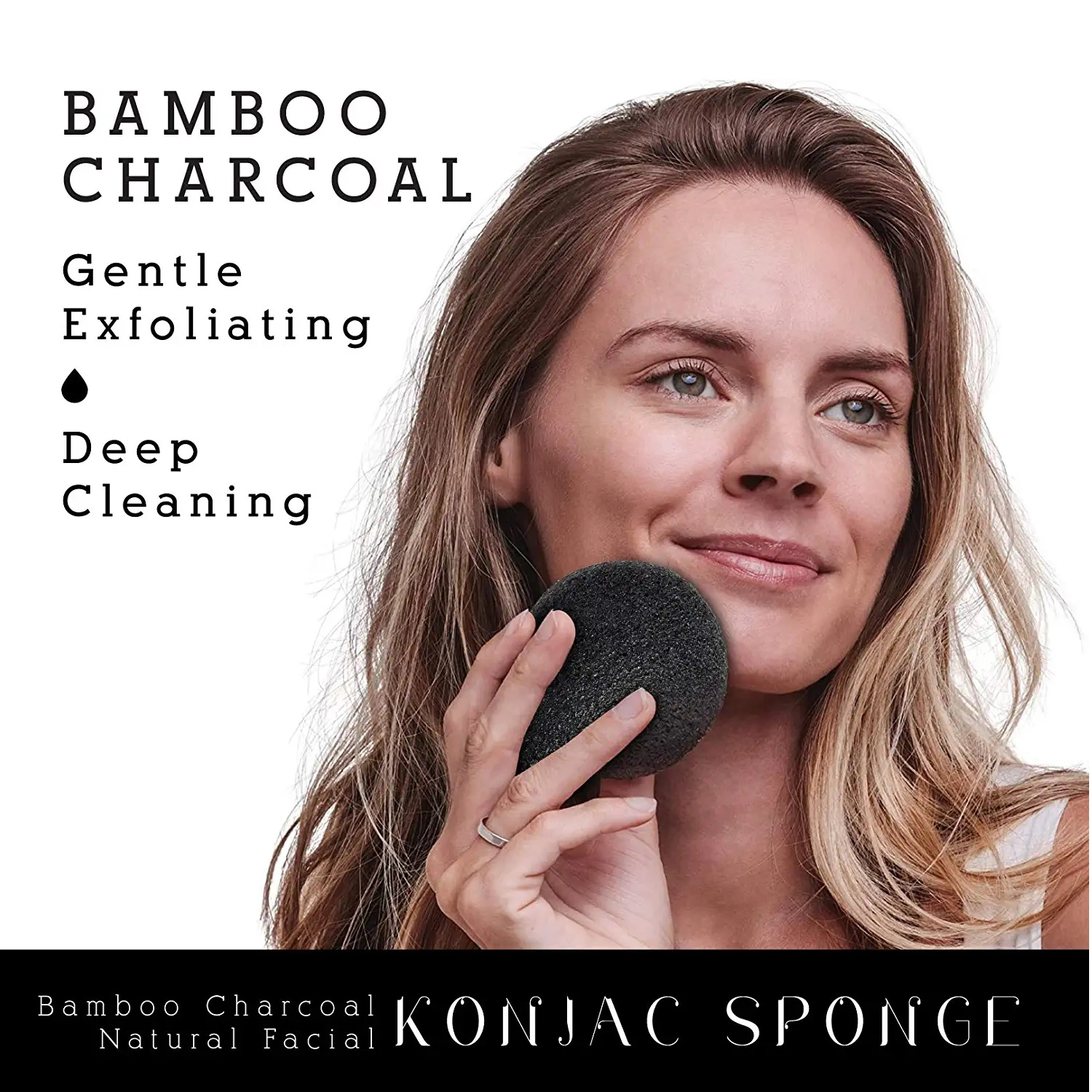 Pursonic Unisex Natural Facial Cleansing Sponge Set – Konjac Root Exfoliating Sponge Duo with Charcoal & White Sponges