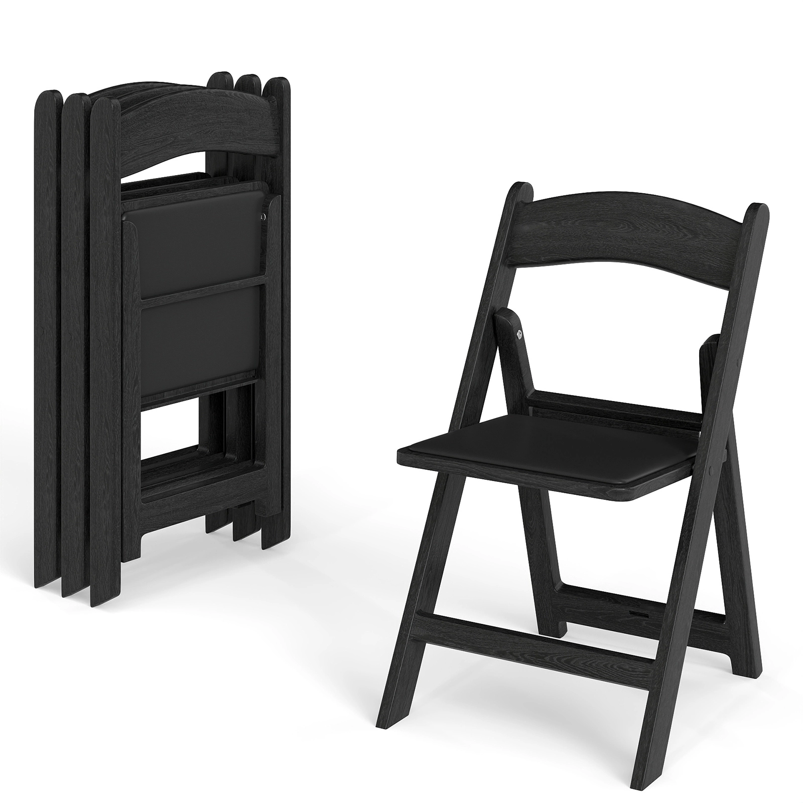 SUGIFT Portable Resin Folding Dining Chairs 1100-Lb Capacity with Padded Seat 18-in Seat Height Black 4-Pack