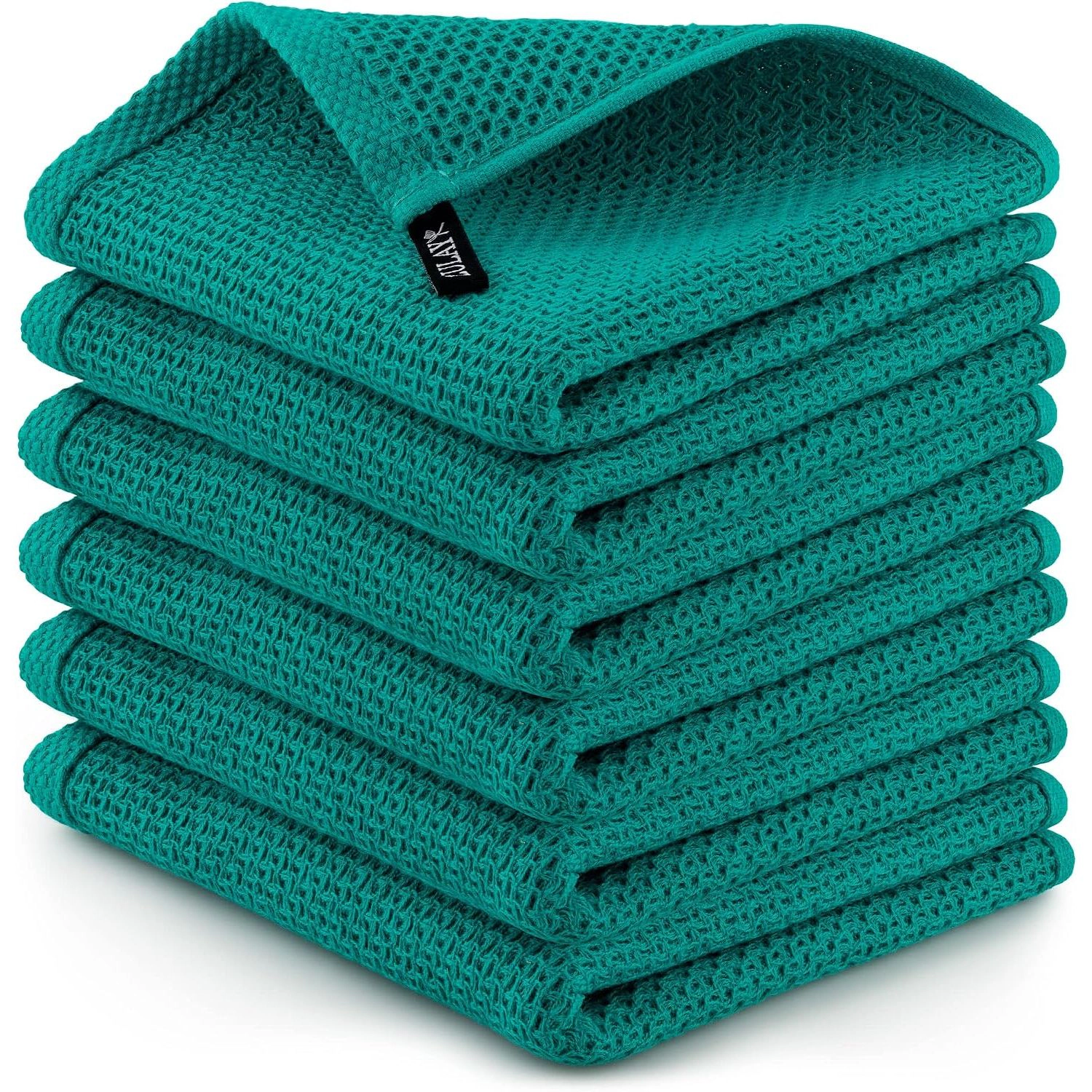 Zulay Kitchen Towels 6 Pack 100% Cotton Waffle Weave - 12x12” Super Absorbent Dish Towels for Kitchen