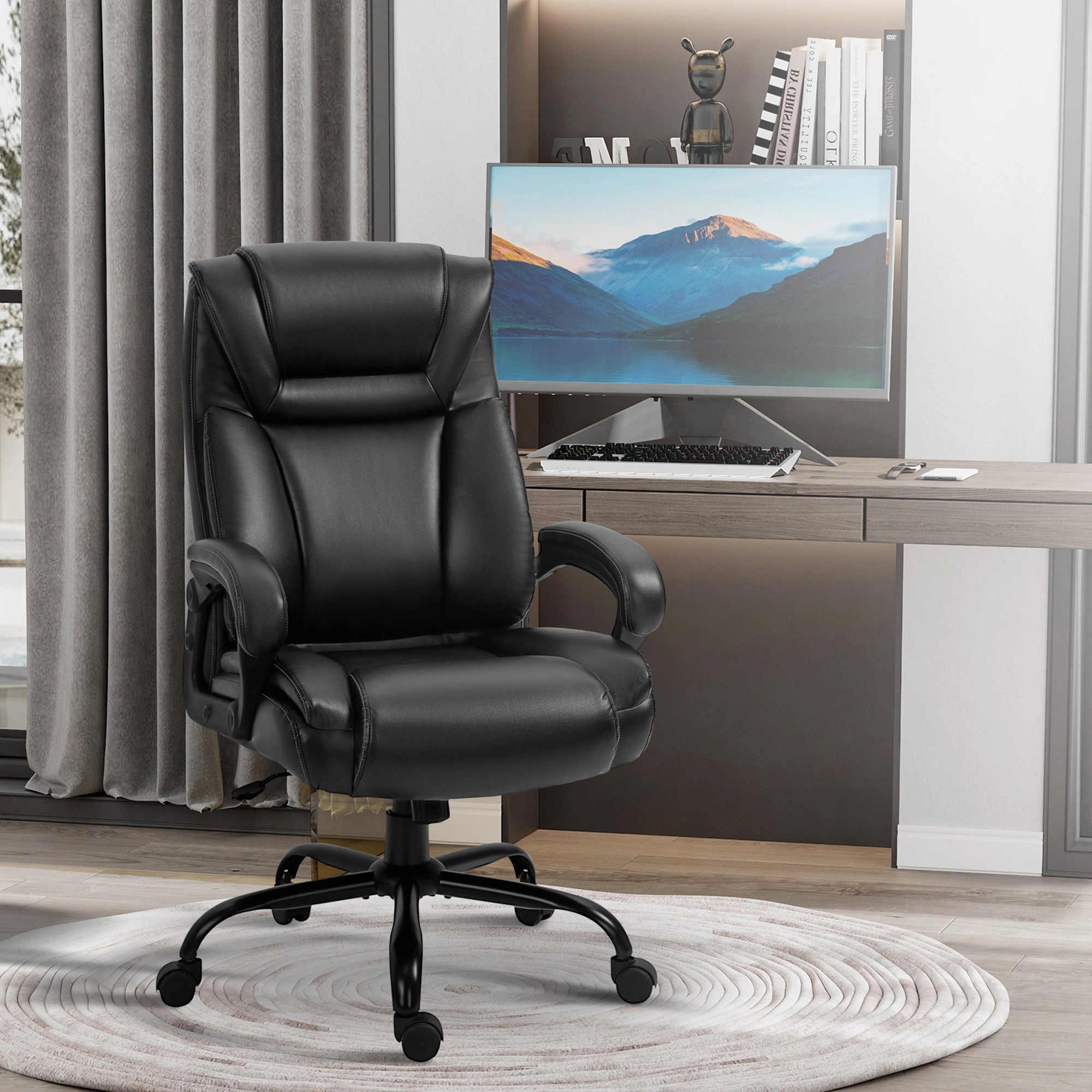 Platinum-Level Office Chairs Big and Tall Ergonomic Executive Office Chair 400 lb Capacity With Wide PU Leather Seat