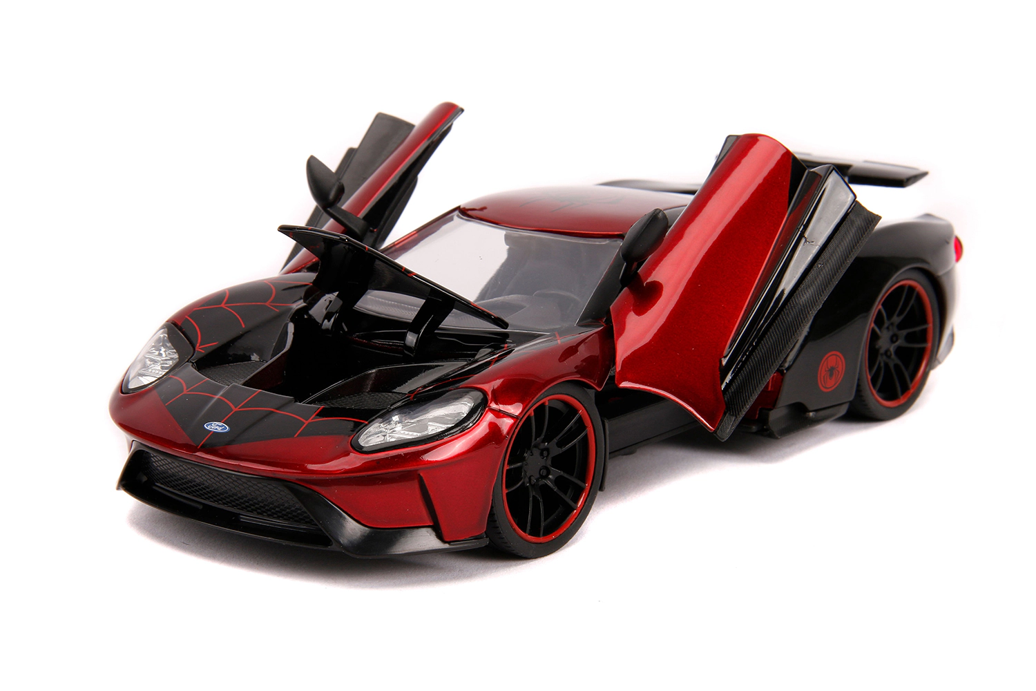 Jada 2017 Ford GT with Miles Morales Diecast Figurine "Spider Man" "Marvel" Series 1/24 Diecast Model Car by Jada