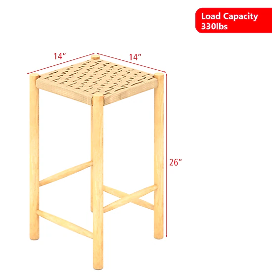 Hivvago 26-Inch Dining Bar Stools with Rubber Wood Frame - Set of 2