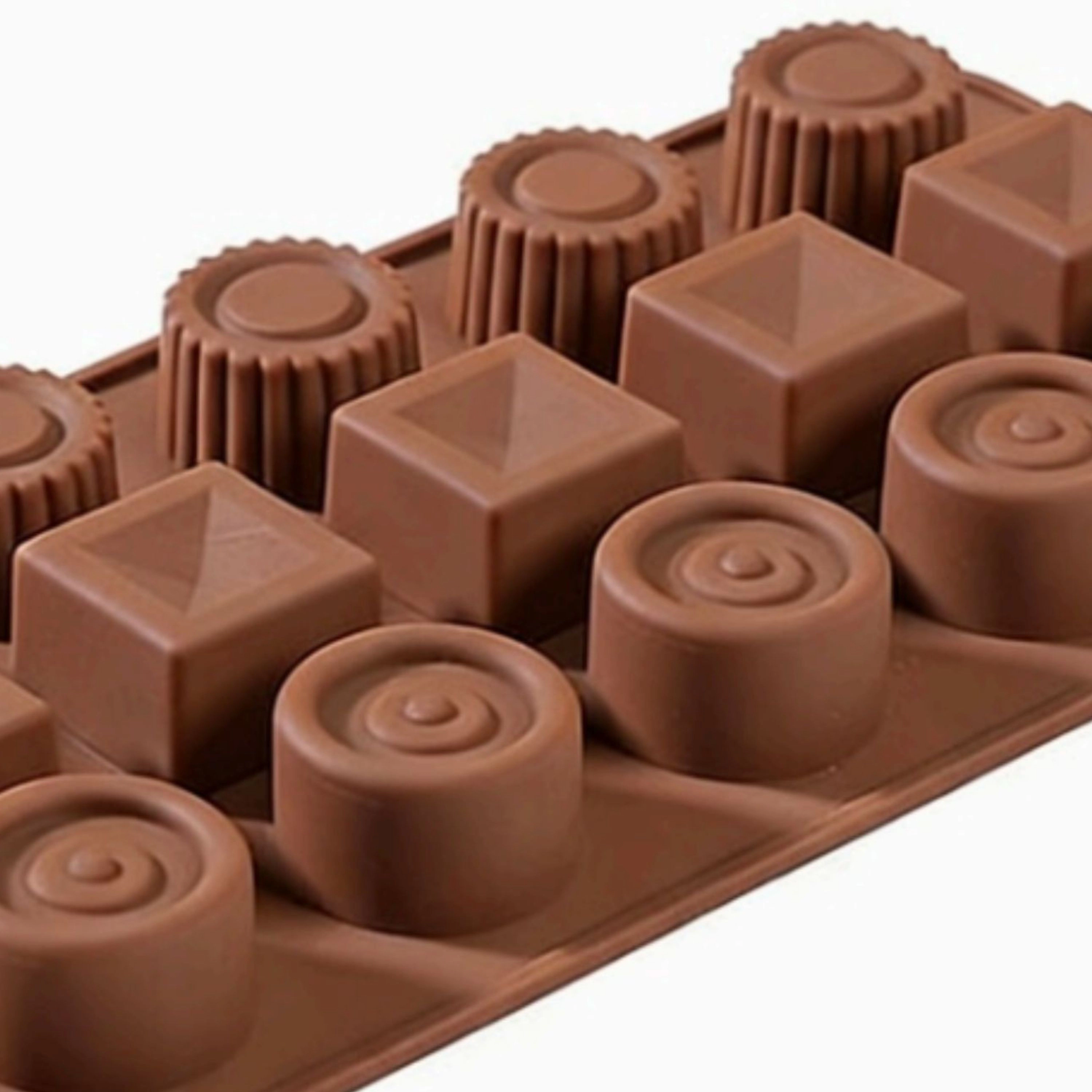 Kitcheniva 4.1 x 8.5 Inch Silicone Assorted Chocolate Mold With 3 Unique Shapes