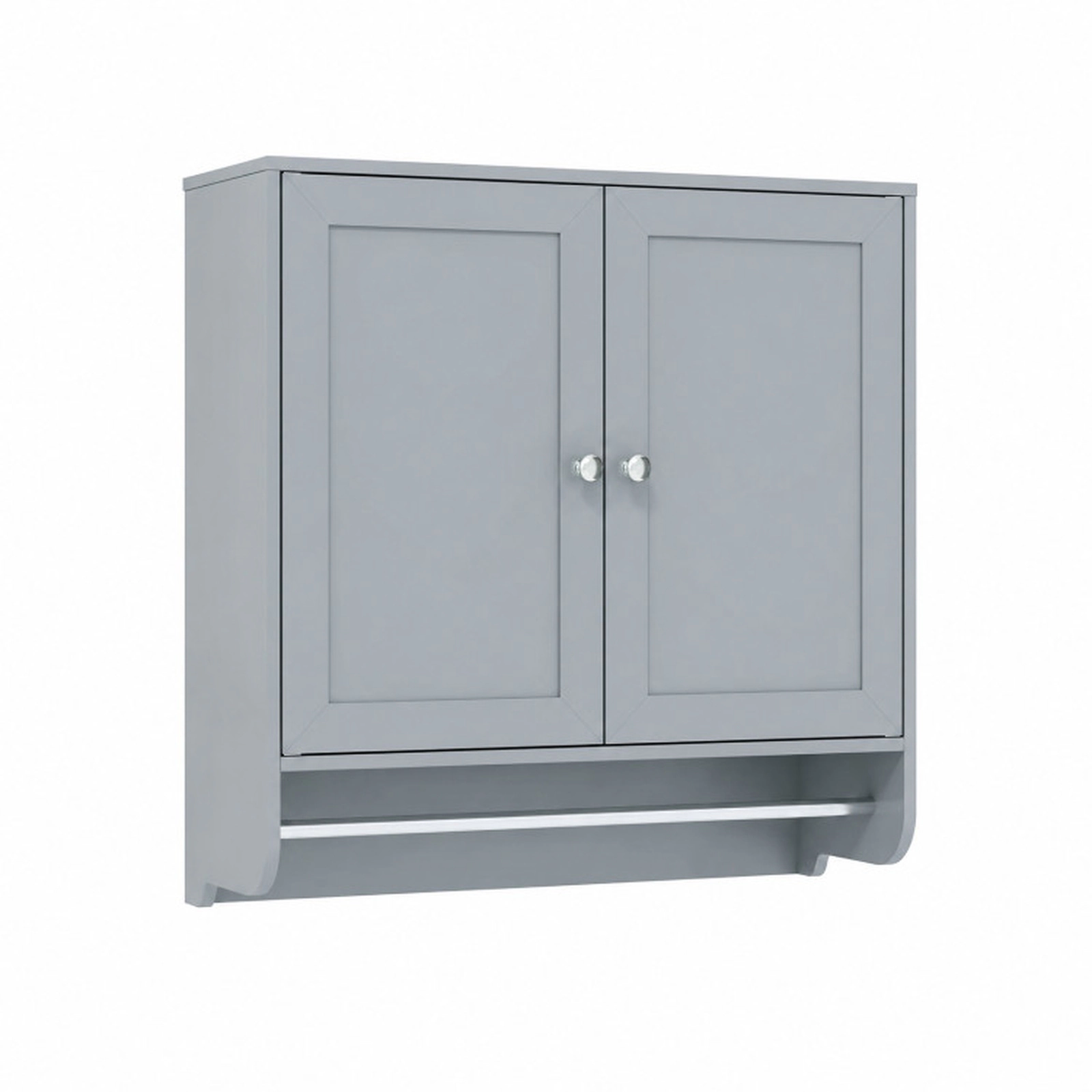 SUGIFT Gray Wall Mounted Bathroom Storage Medicine Cabinet with Towel Bar and 3-Level Adjustable Shelf