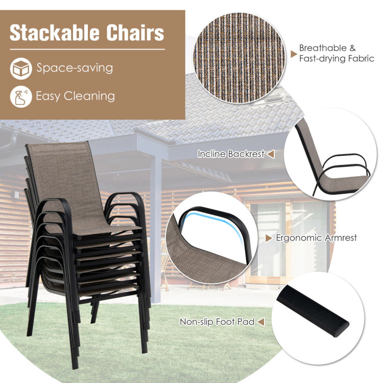 Hivvago 7-Piece Patio Dining Set With 6 Stackable Chairs