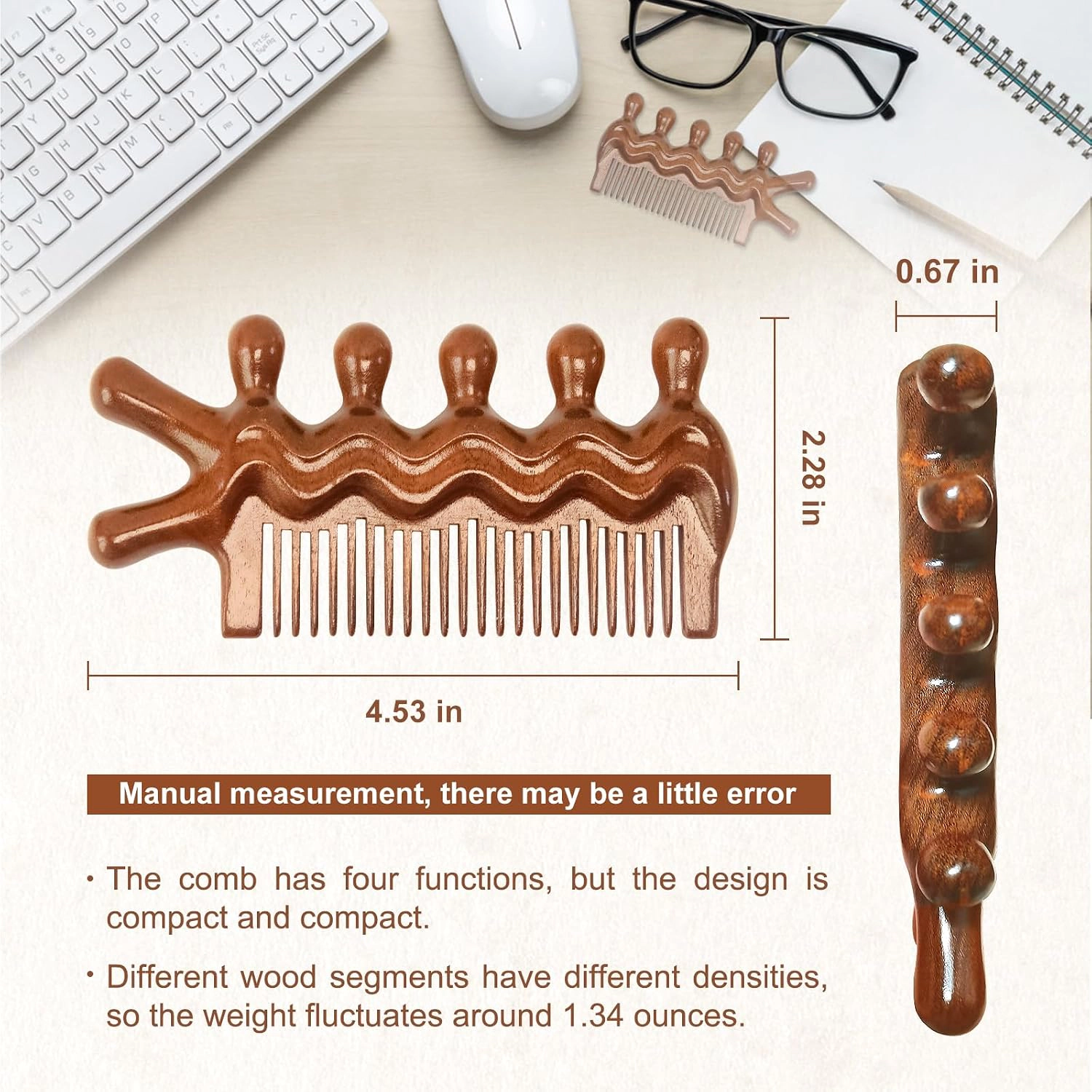 Prism Edge Unisex Wooden Scalp Massage Comb