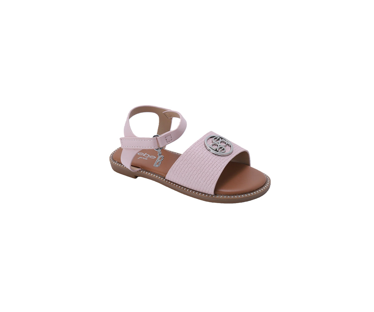 bebe Girl's Sandals- Comfy and Lightweight Embossed with Medallion Hardware Detail - Flat Sandals