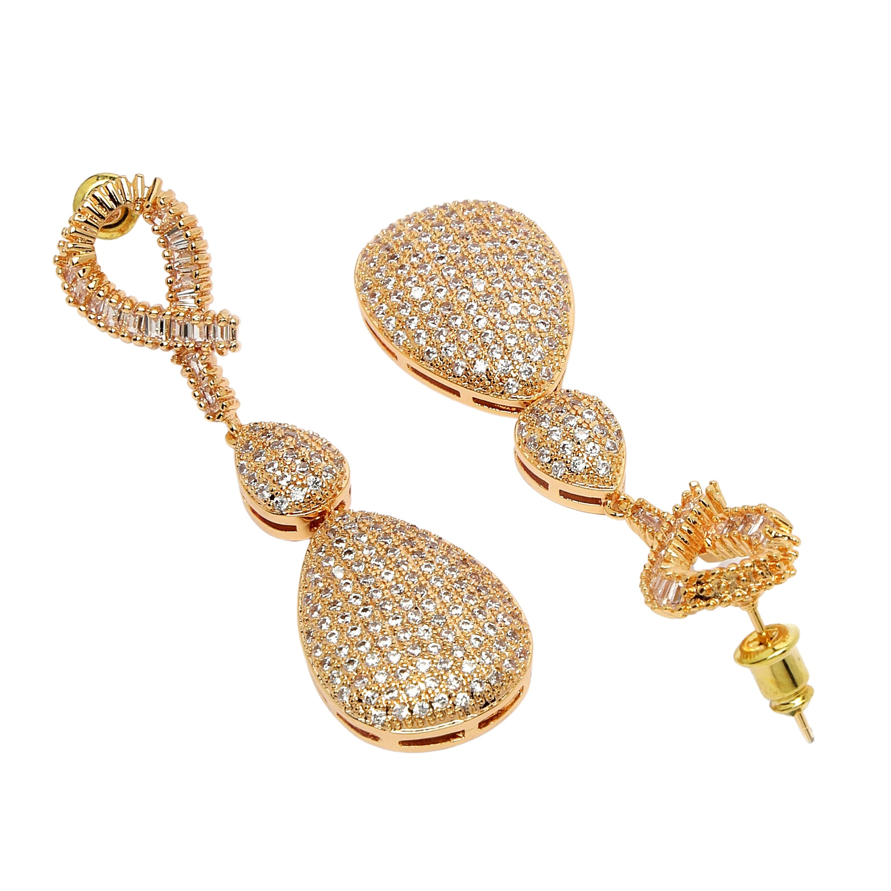 AGP PARIS Womens Diva Collection Zirconia Double Raindrop Earrings