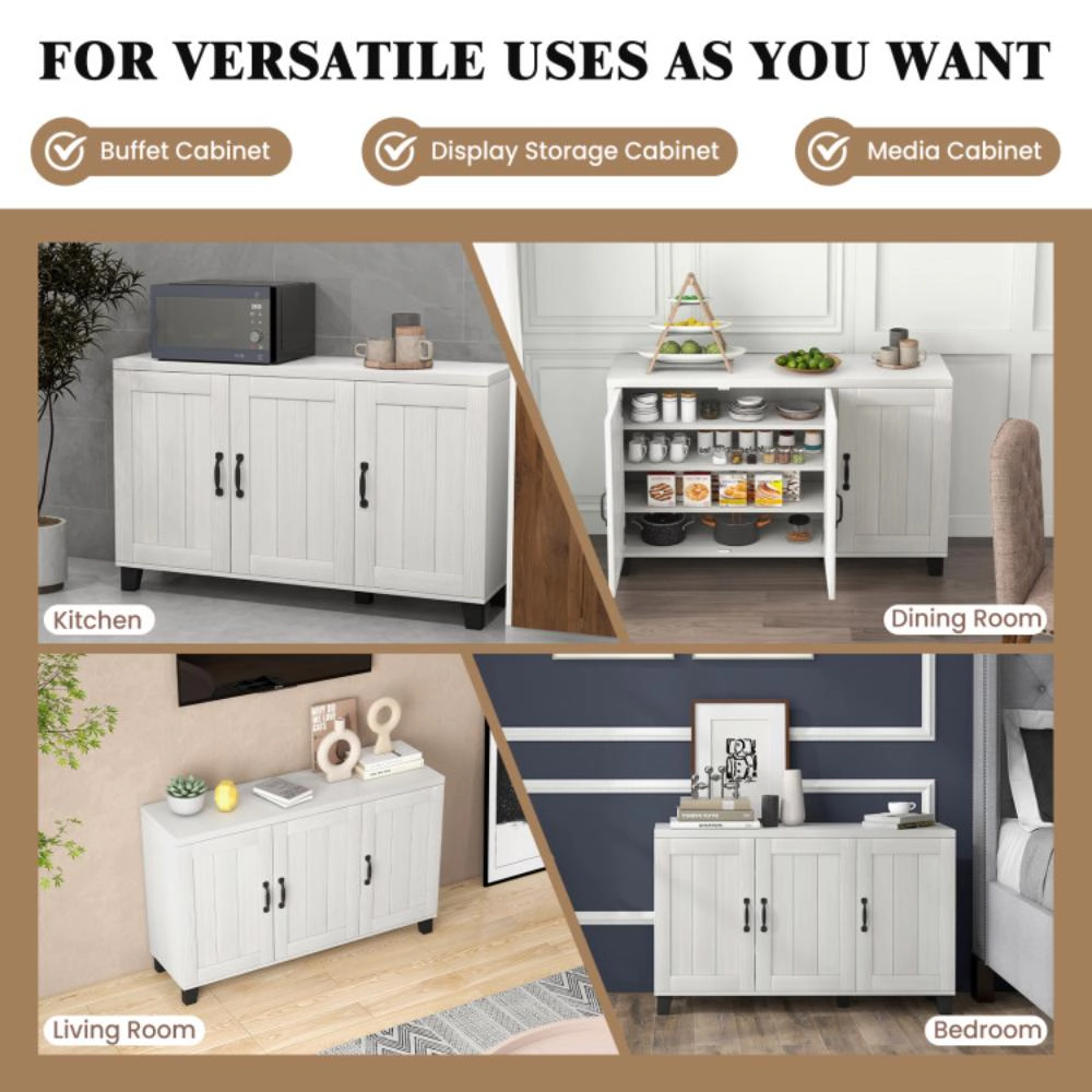 Hivvago 3-Door Buffet Sideboard With Adjustable Shelves And Anti-Tipping Kits