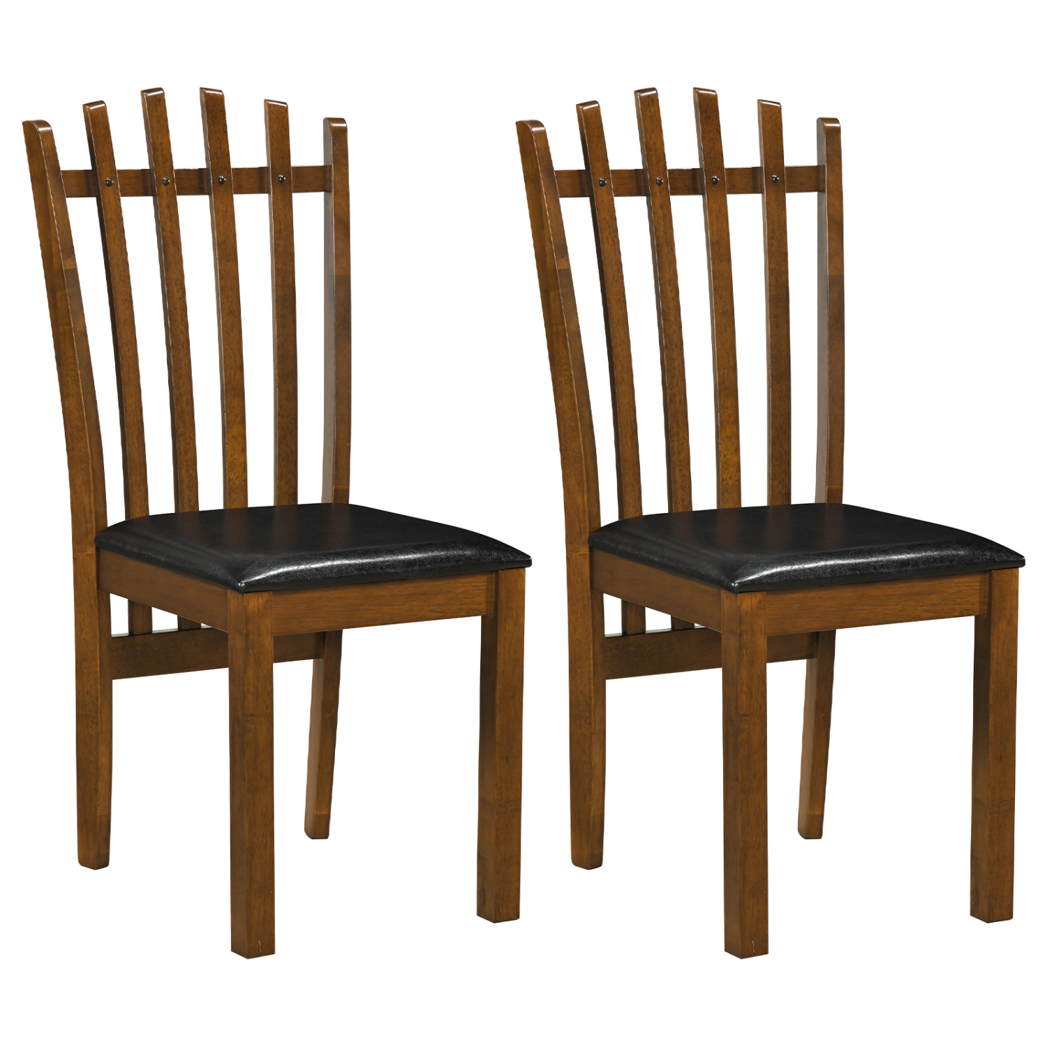 LJG Wooden Dining Chair Set of with Spindle Back & PU Leather Seat