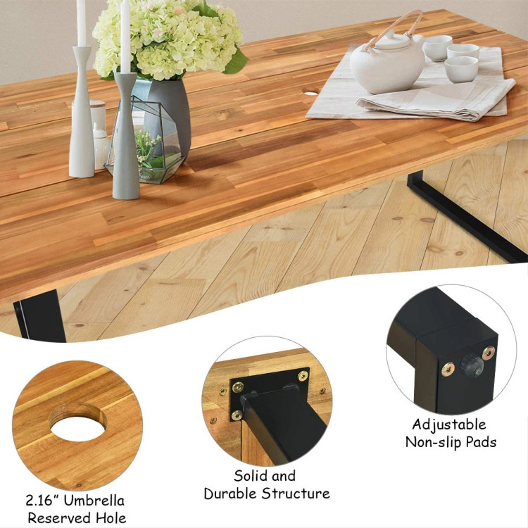 Hivvago Patented 7 Pieces Outdoor Dining Set With Large Acacia Wood Table Top