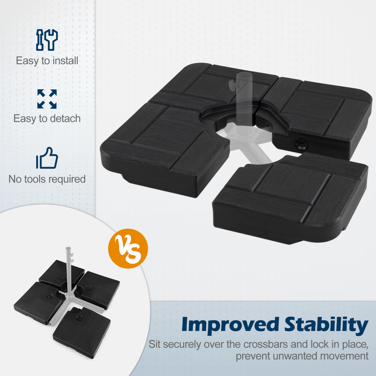 Slickblue 4-Piece Fillable Patio Umbrella Base Weight Set for Offset Umbrellas with Interlocking Plates