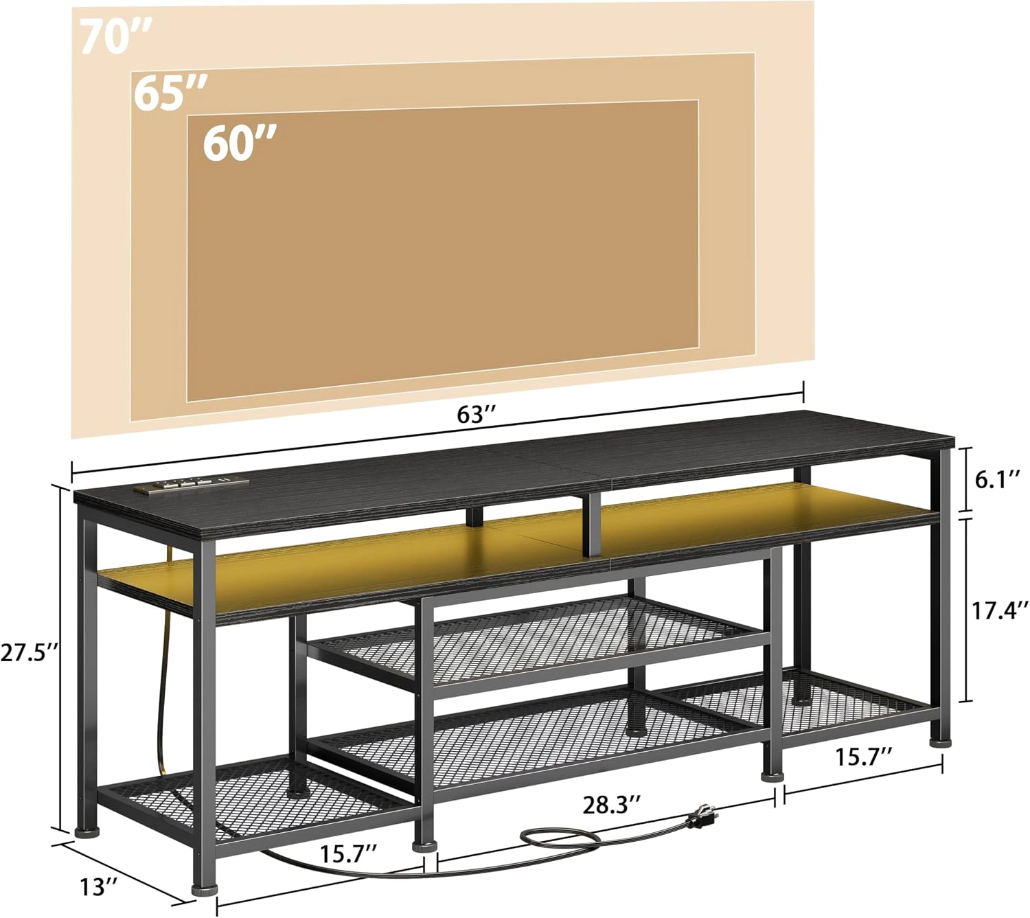 Furologee TV cabinet with power outlet for living room and bedroom