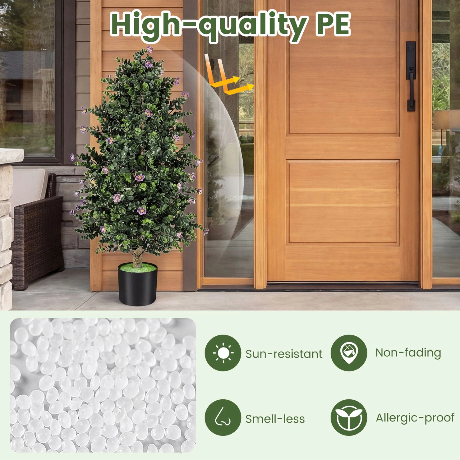 Slickblue Artificial Topiary Tree with Cement Pot for Indoor Outdoor