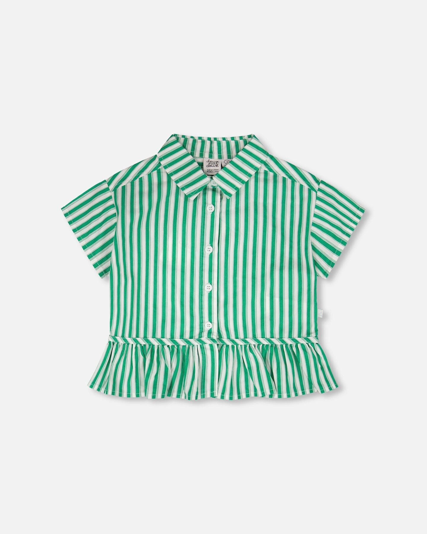 Deux par Deux Girls Short Sleeve Striped Button Down Shirt