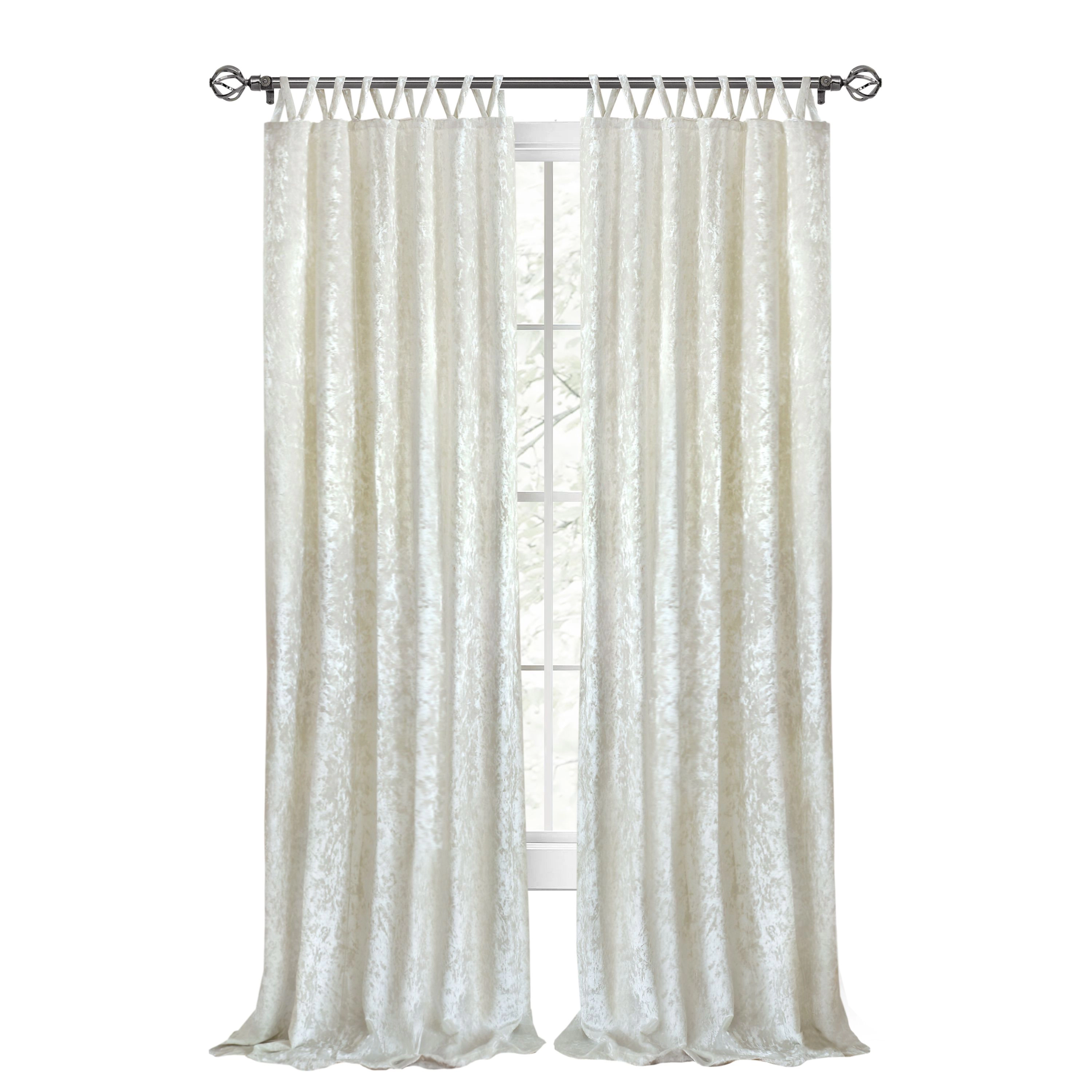 Kate Aurora Park Avenue 2 Piece Criss-Cross Tab Top Velvet Window Curtain Panels