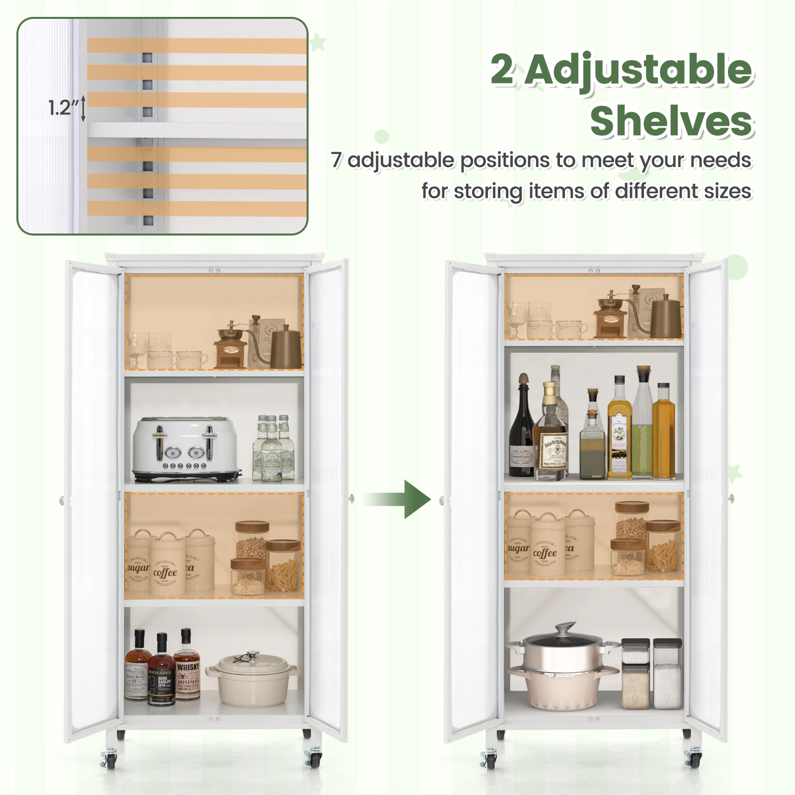 SlickBlue Metal Storage Cabinet with Translucent Doors