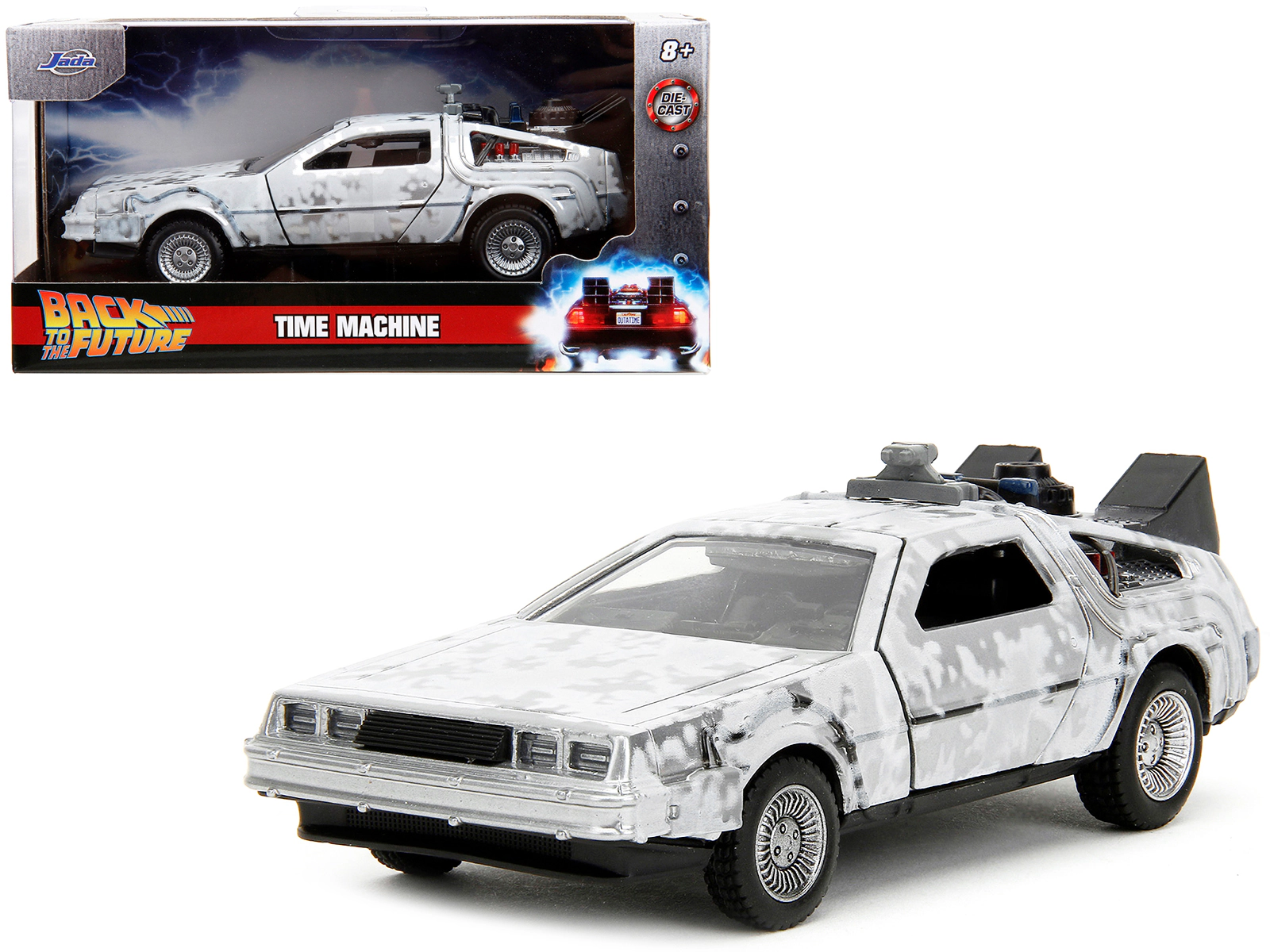 Jada DMC DeLorean Time Machine Brushed Metal (Frost Version) "Back to the Future" (1985) Movie "Hollywood