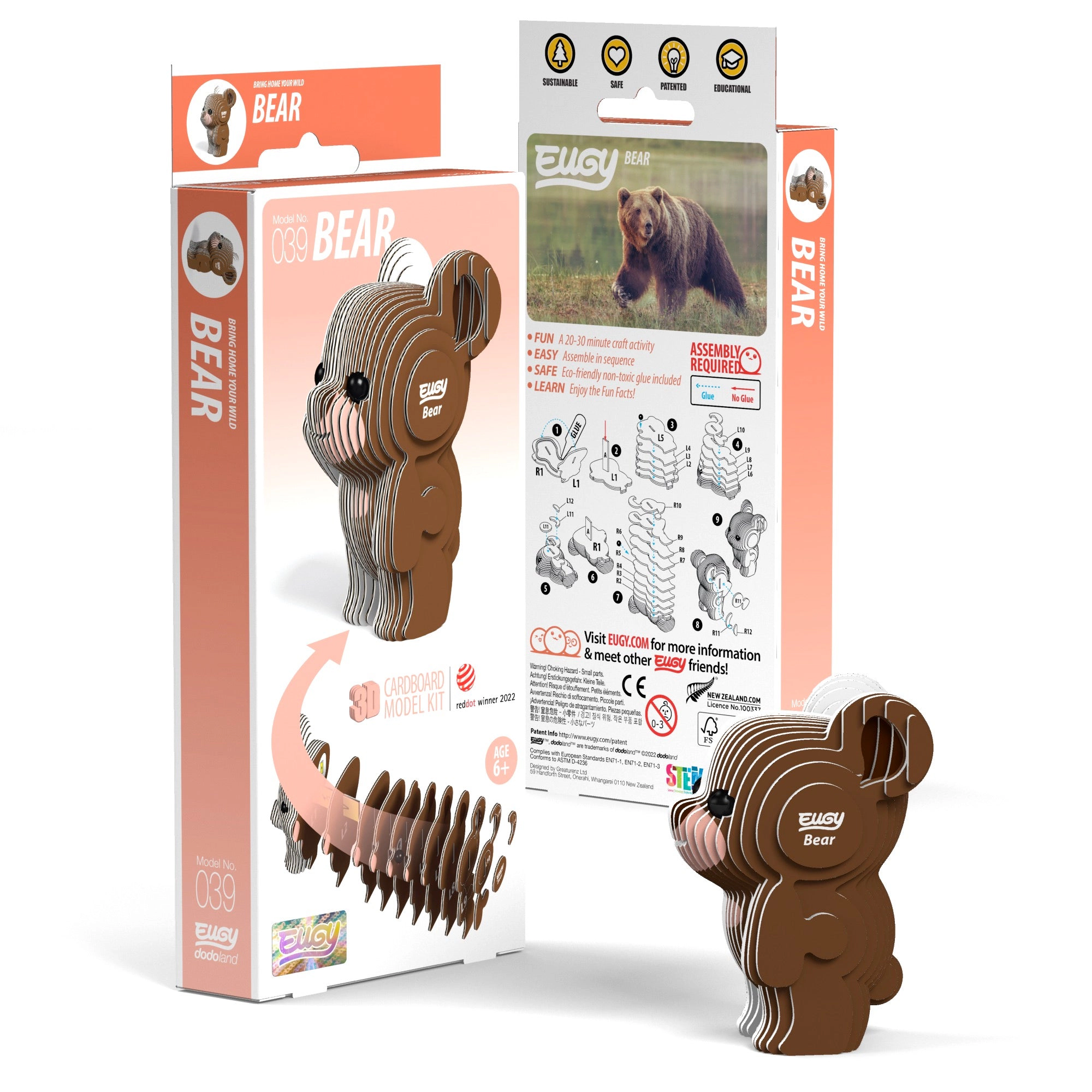 EUGY Bear 3D Puzzle - contains 26 puzzle pieces