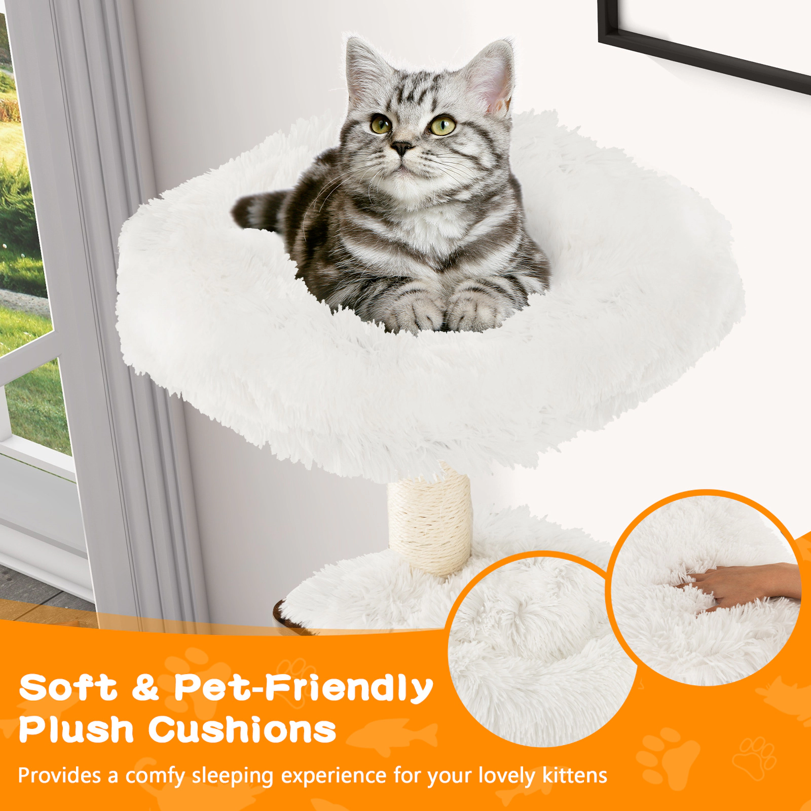 SUGIFT 71-in 7-Layer Wooden Cat Tree Tower with Self-Groomer Massage Comb Condo and Sisal Posts