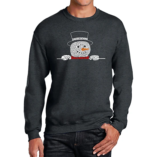 LA Pop Art Peeking Snowman - Men's Word Art Crew Sweatshirt
