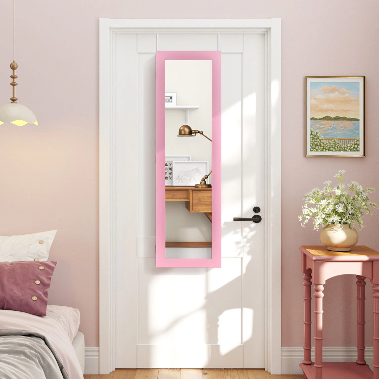 Hivvago Full Length Mirror Jewelry Cabinet with Ring Slots and Necklace Hooks