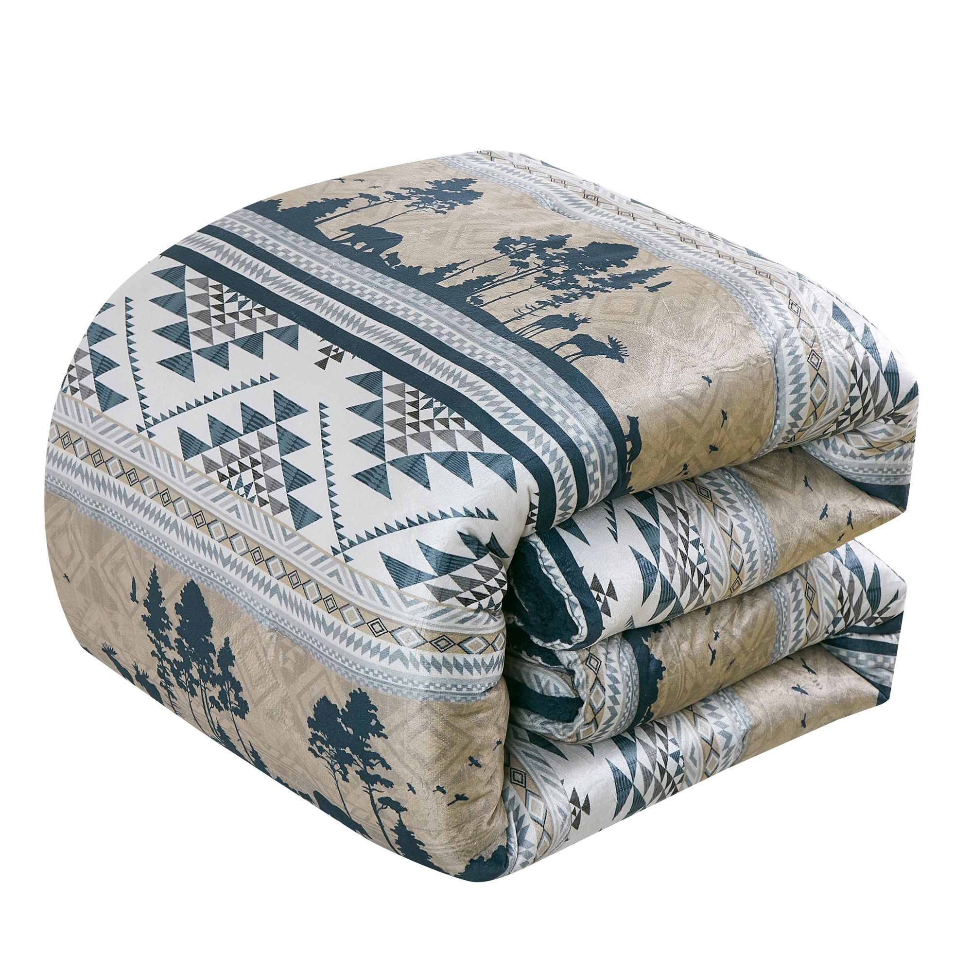 MarCielo Southwestern Lodge 5-Piece Velvet Comforter Set with Sherpa Backing
