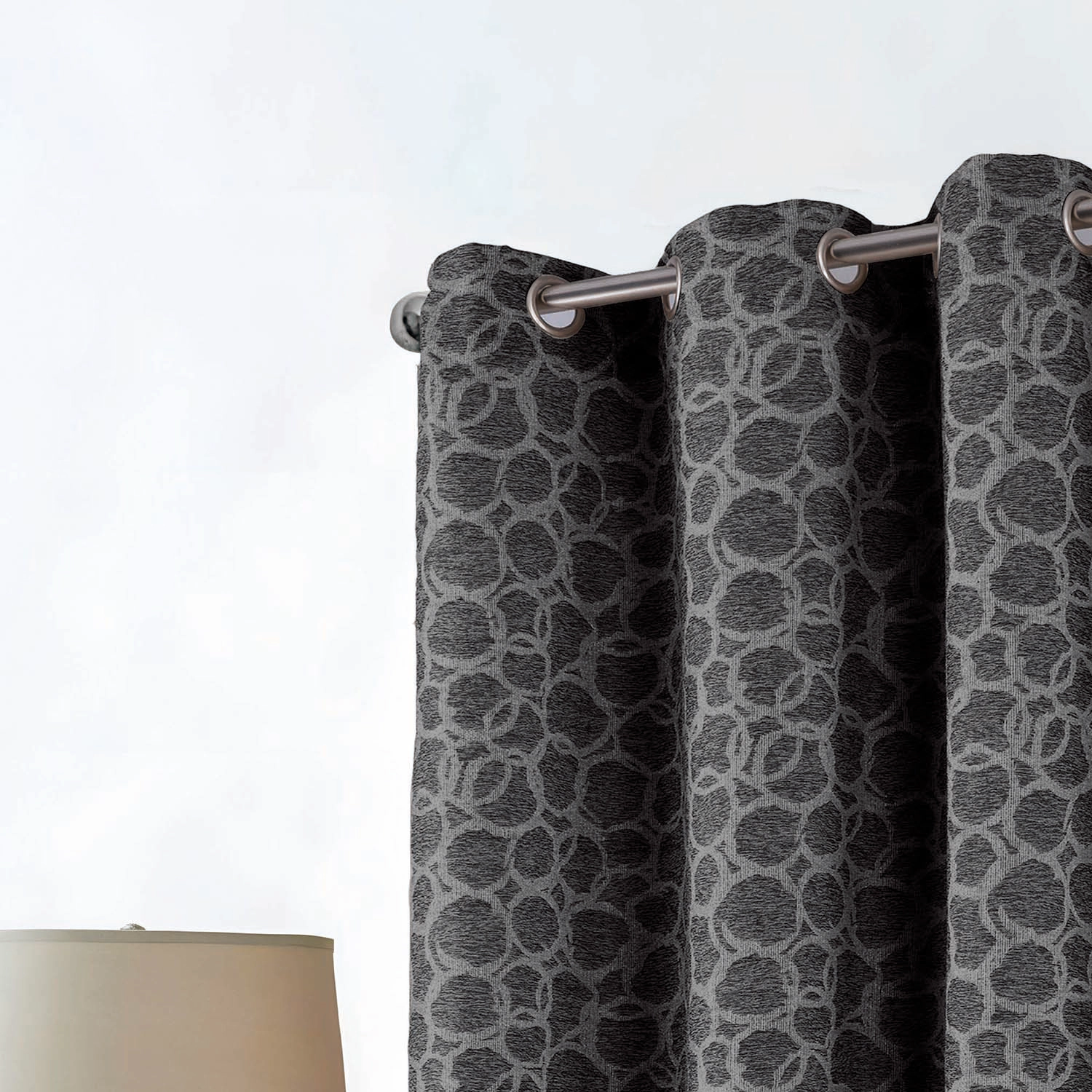RT Designer Collection Jasper Lurex Jacquard 2 Pack Grommet Curtain Panel 36" x 84" Black