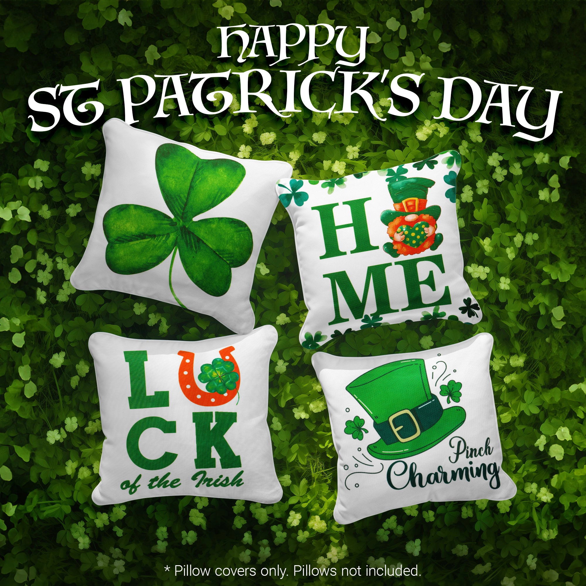 G128 Gnome Shamrock Decorative Throw Pillow Covers