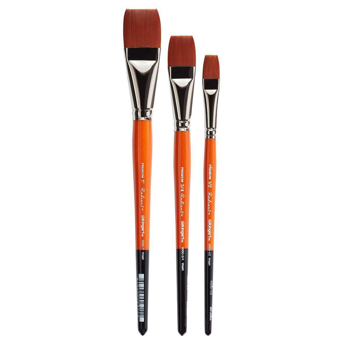KINGART Radiant™ 6550 Square Wash Brush Set - 3 Pc