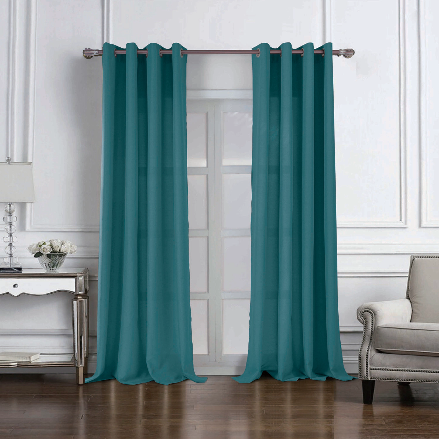 RT Designers Collection Cole Textured Grommet Room Darkening Curtain Panel 54" x 84" Teal
