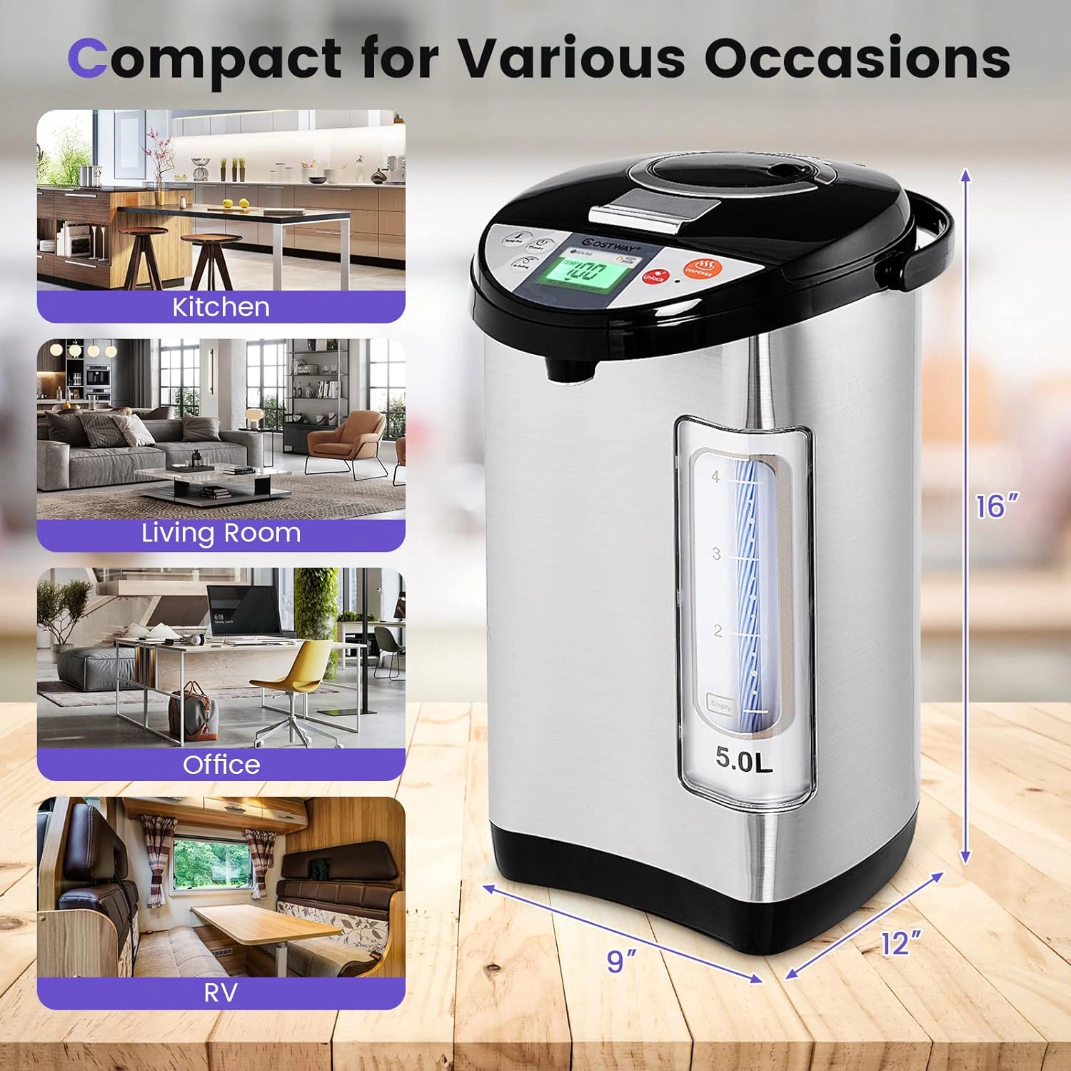 LJG 5-liter Electric LCD Water Boiler and Warmer