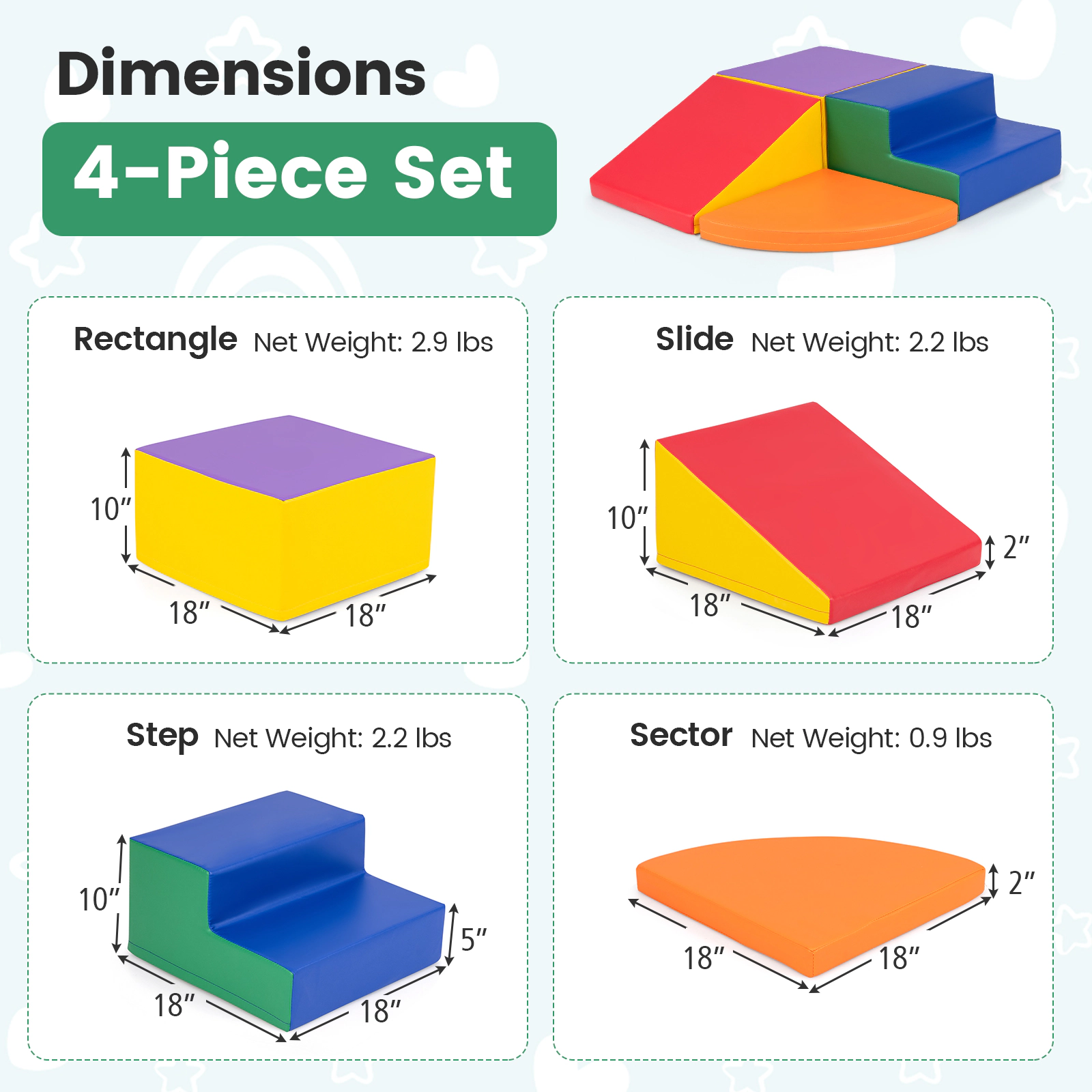 SUGIFT 4-Piece Climb and Crawl Foam Block Play Set for Infant Baby Red