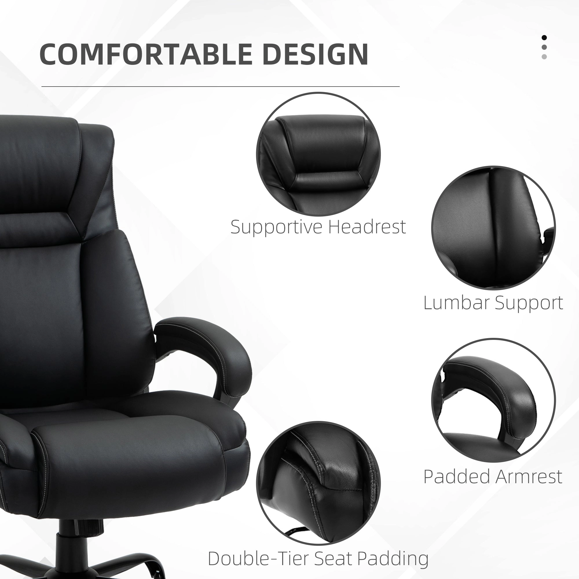 Platinum-Level Office Chairs Big and Tall Ergonomic Executive Office Chair 400 lb Capacity With Wide PU Leather Seat