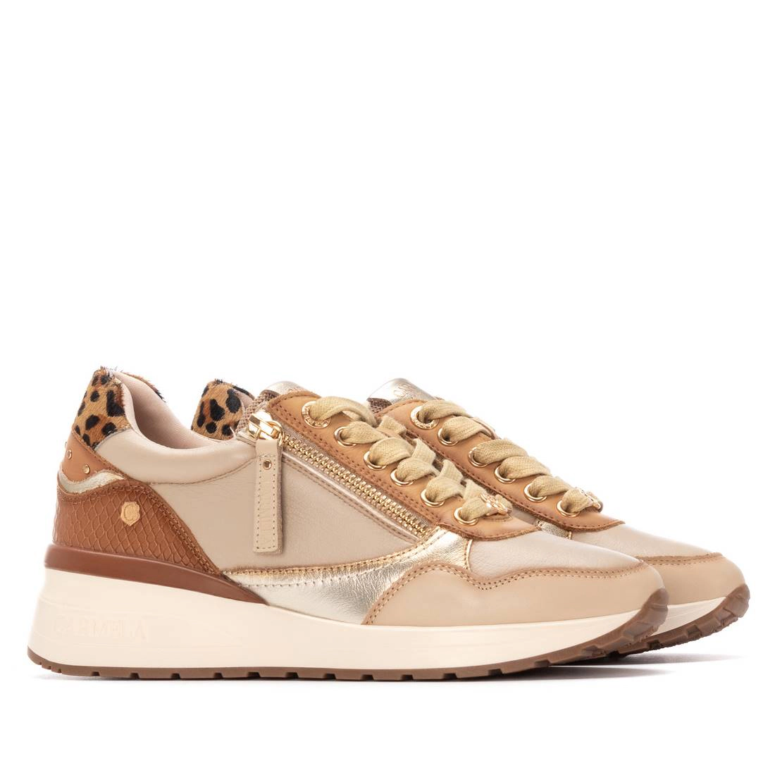 Women's Leather Wedge Lace-Up Sneakers Carmela Collection By XTI