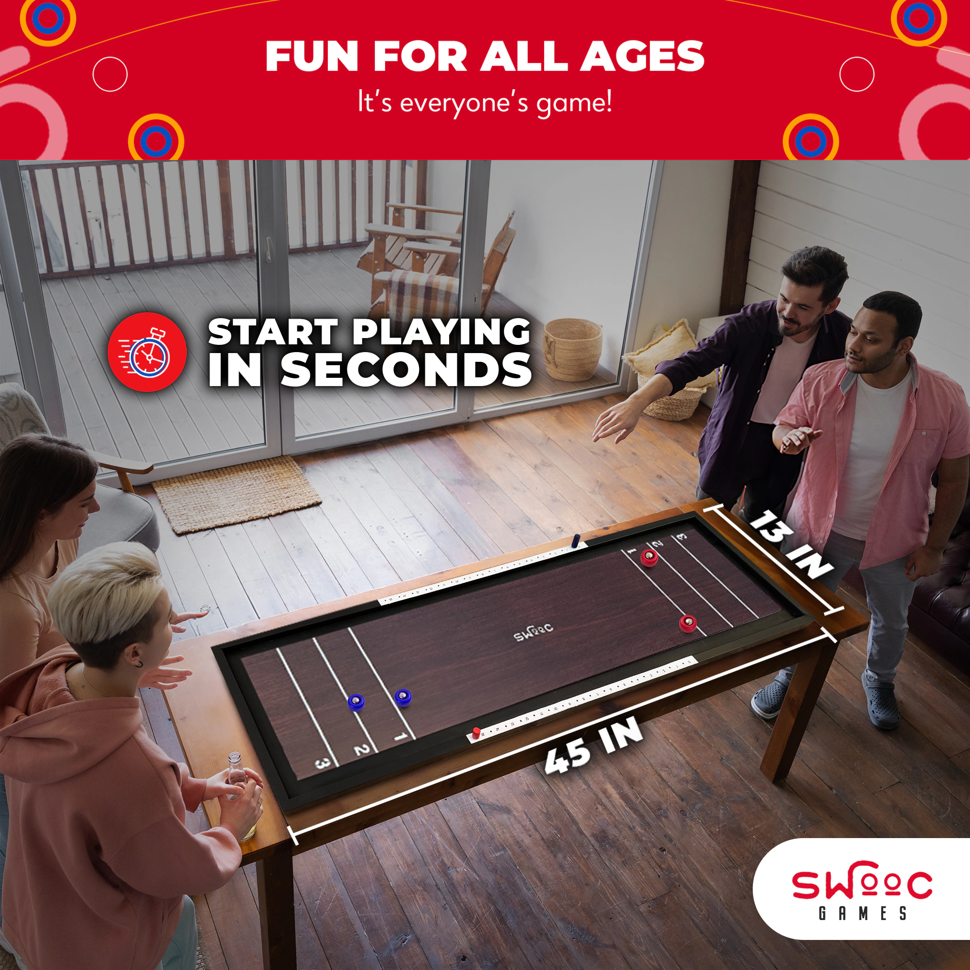 Swooc Games | 2-in-1 Premium Shuffleboard and Curling Game