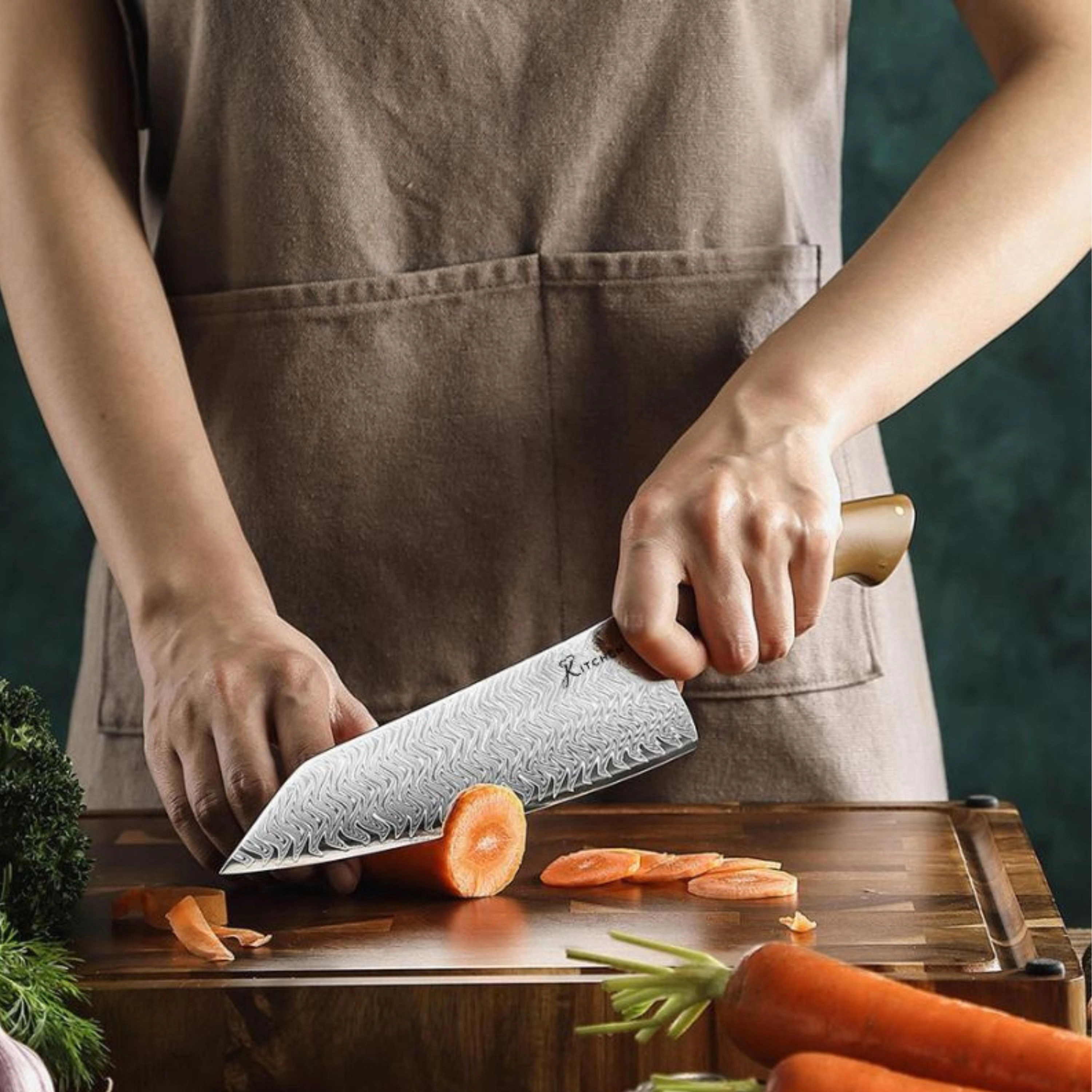 Kitcheniva 3-Piece 67 Layer Damascus Steel Kitchen Knife Set With Micarta Handle