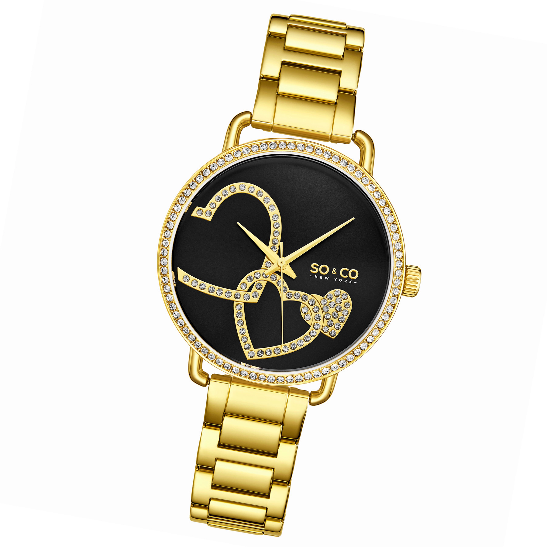 SO&CO Madison 5577 38mm Crystal Studded Watch with Heart Shaped Accents