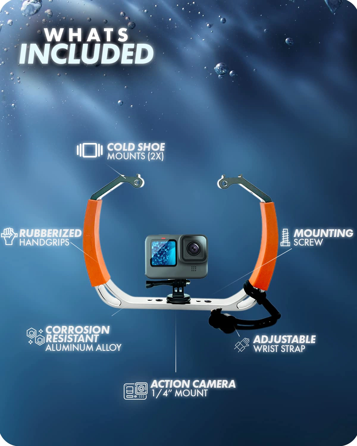 Movo GB-U80 Underwater Diving Rig for GoPro Waterproof Action Cam (XL Version) - Teal