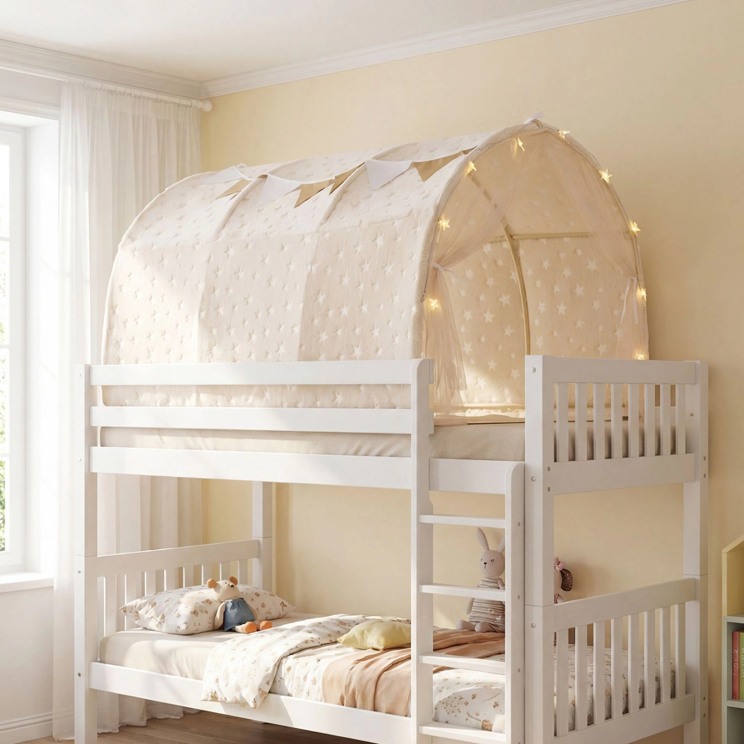 Slickblue Twin Bed Canopy Tent with Lights and Privacy Curtains