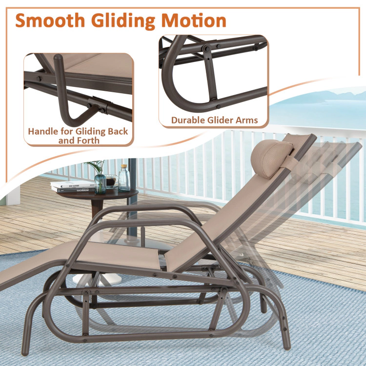 Hivvago Patio Chaise Lounge Glider Chair with Armrests and Soft Cushion
